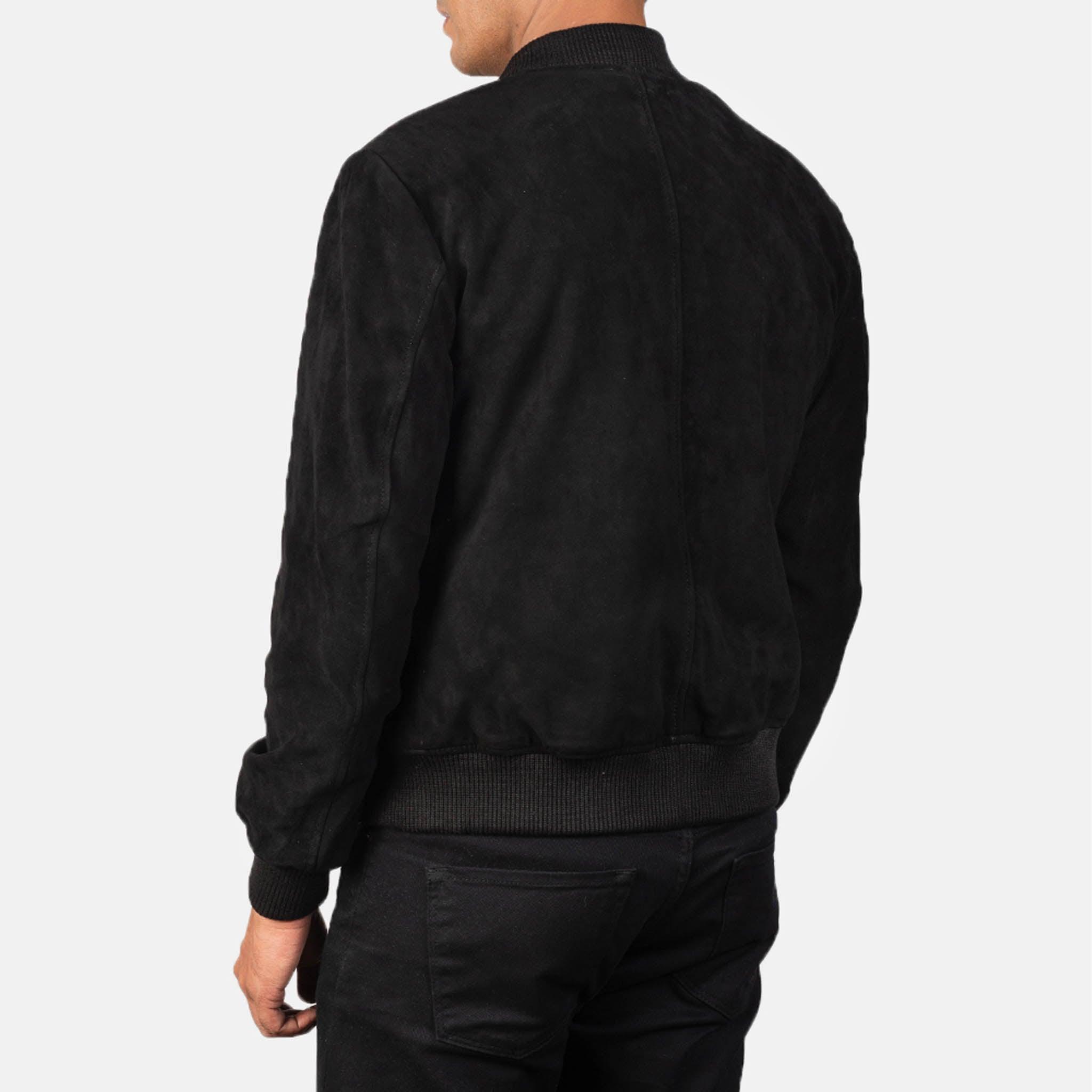 Rayne Black Suede Leather Bomber Jacket – Perfect Blend of Style and Functionality