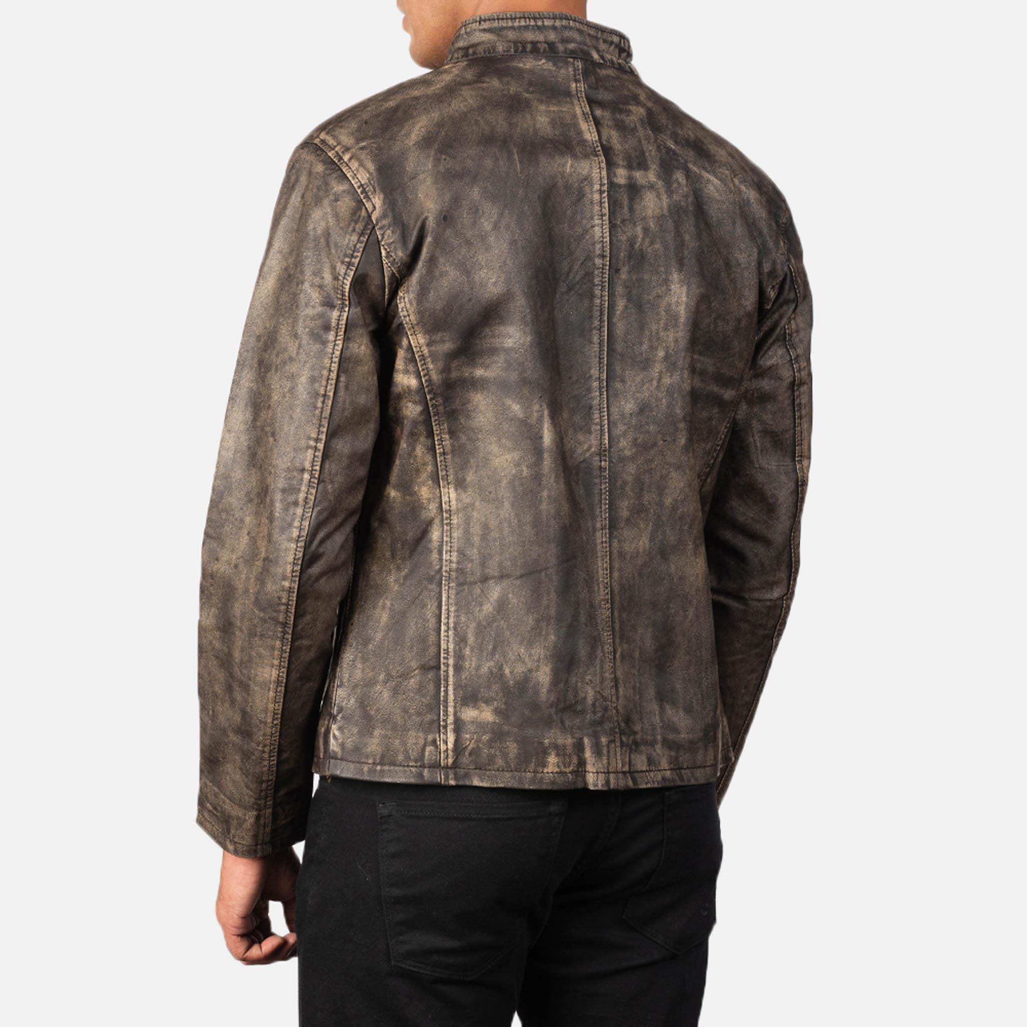 Alec Distressed Brown Leather Jacket – Timeless Vintage Look