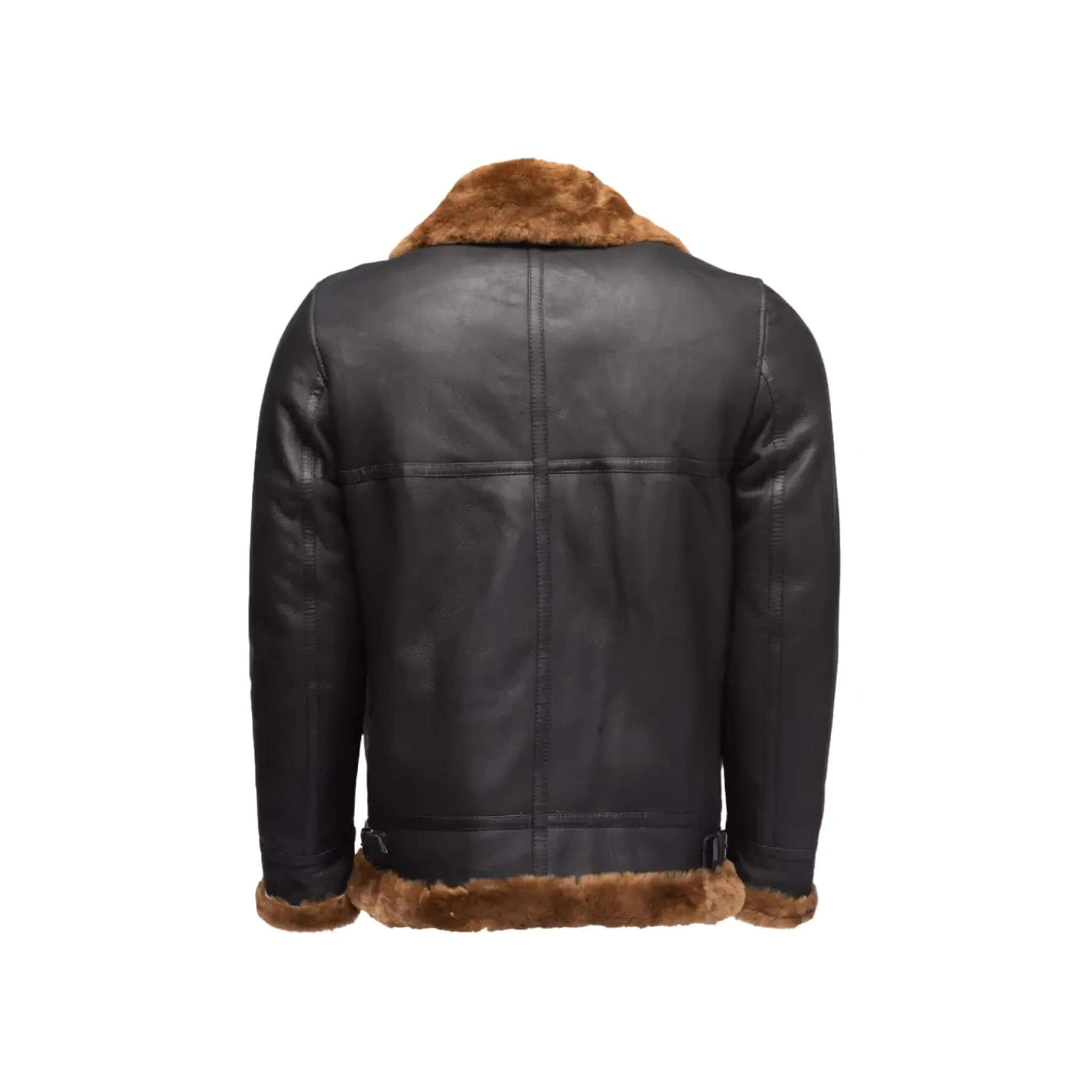 Classic ginger brown B3 shearling bomber jacket made from genuine leather with warm shearling lining, perfect for winter aviator style.