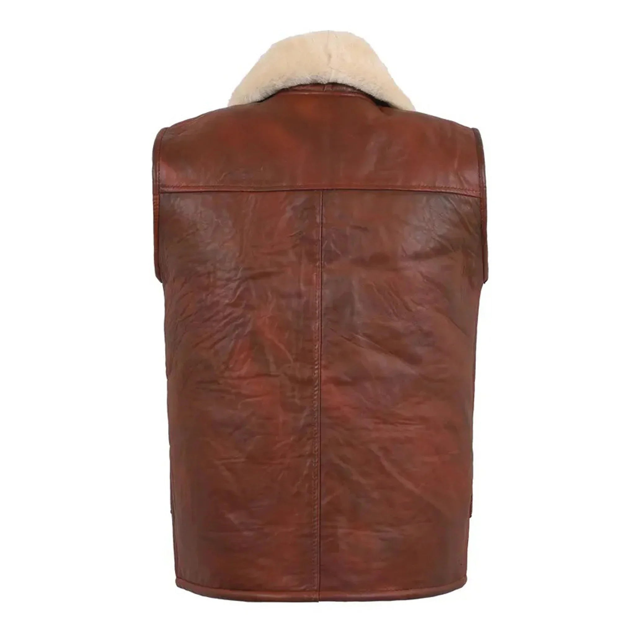 Men's Sheepskin Leather Shearling Vest – Brown Gilet