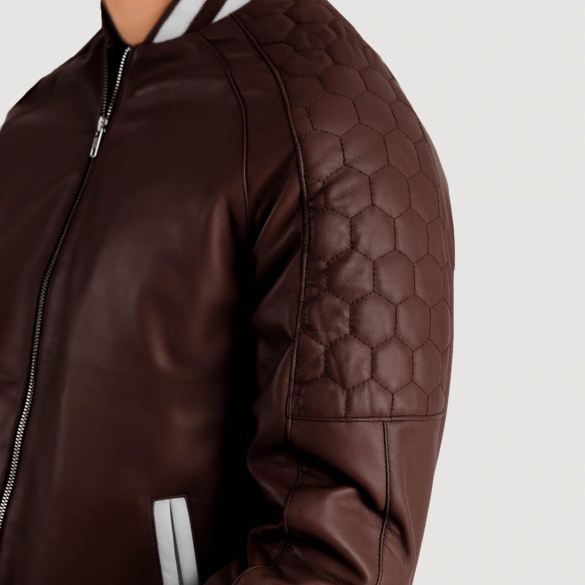Felix Varsity Jacket in Genuine Maroon Leather – Perfect for Custom Embroidery