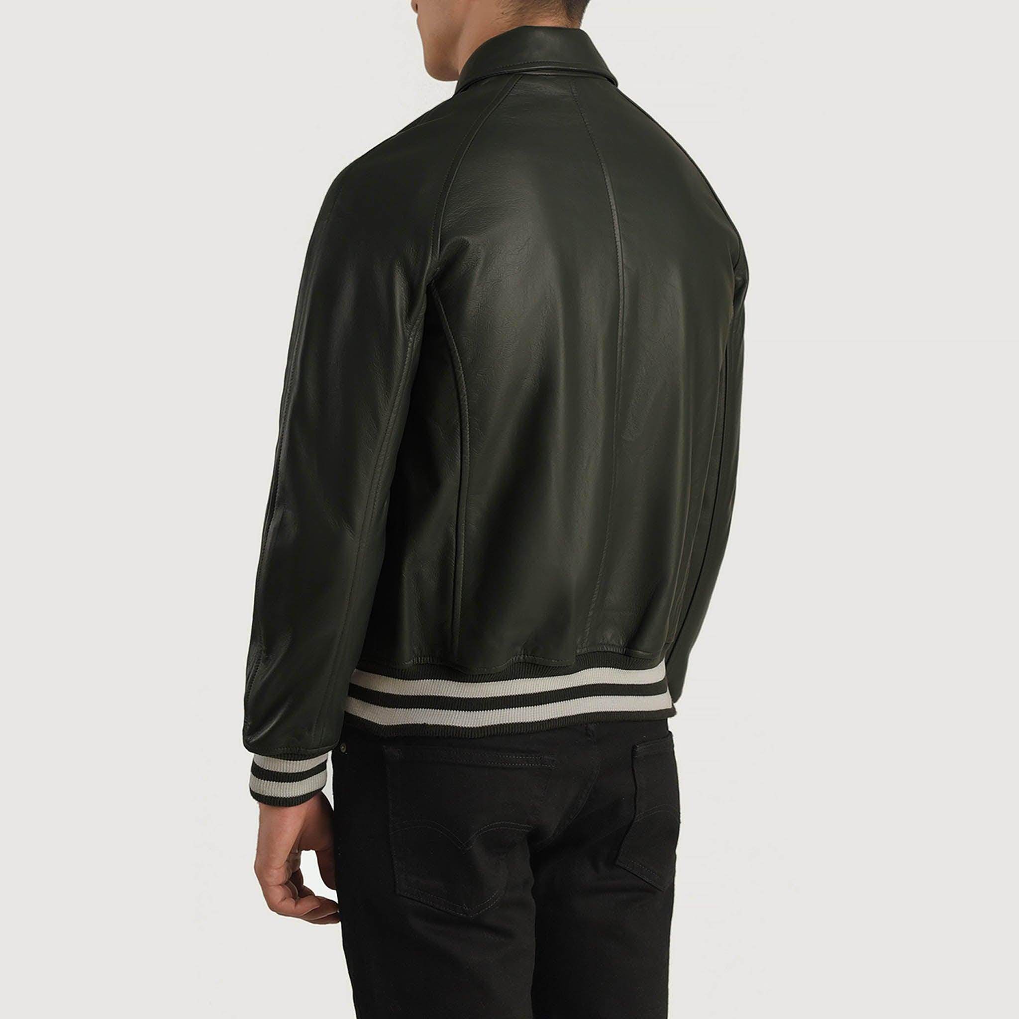 Abelard Green Leather Varsity Jacket – Timeless Classic Style