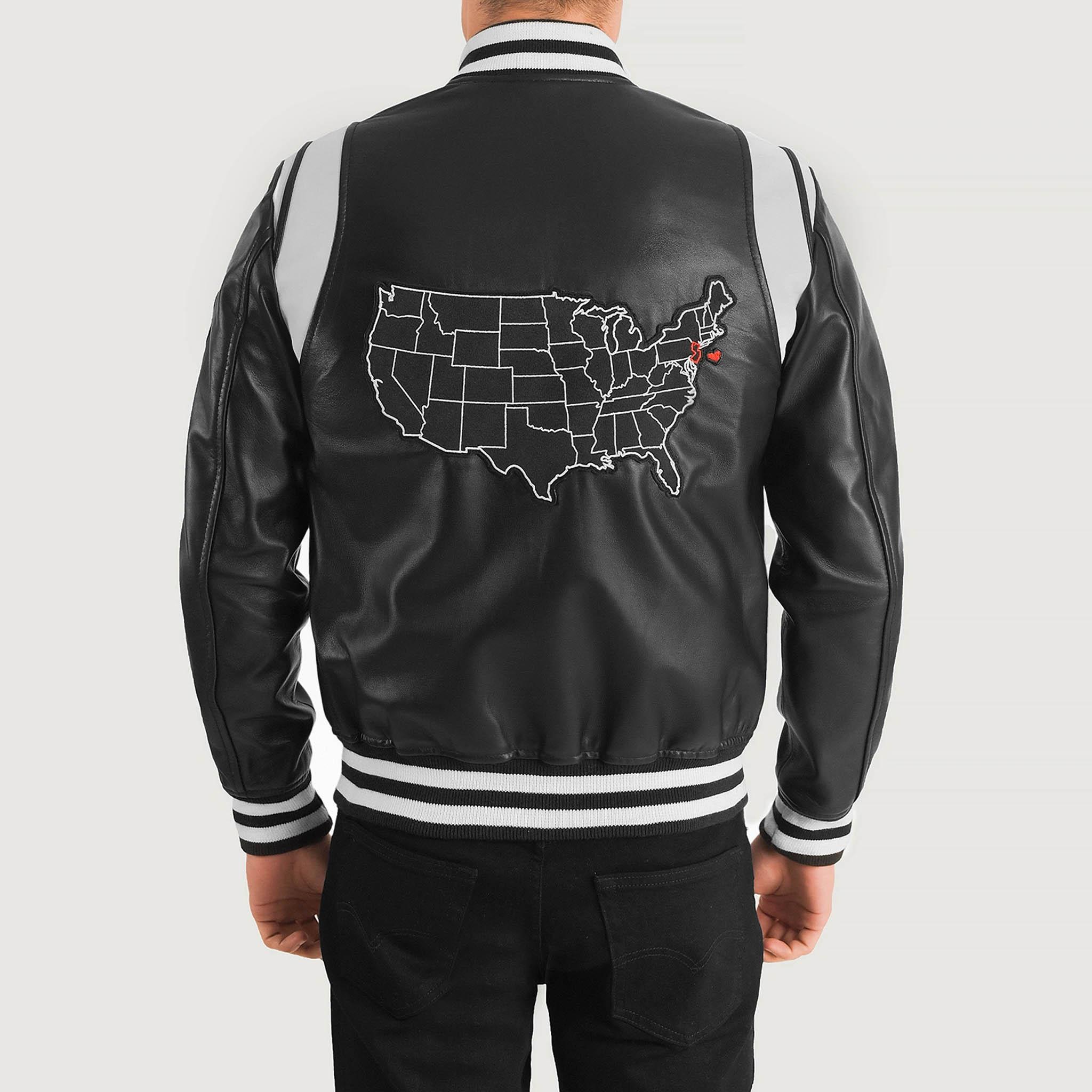 Hazel New Jersey Black Leather Varsity Jacket – College Letterman Baseball Style