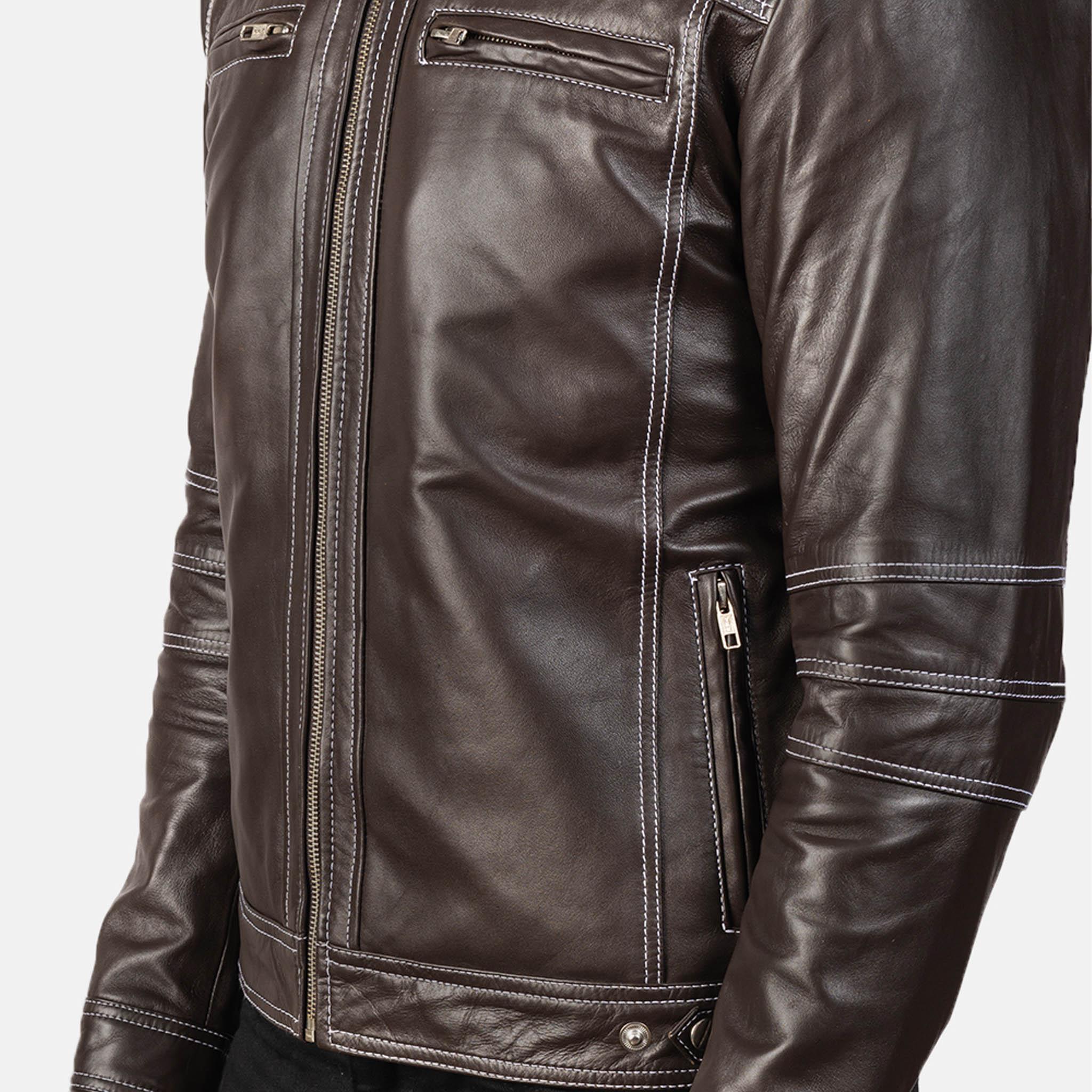 Youth Brown Leather Biker Jacket – Customizable with Patches & Tailored Fit