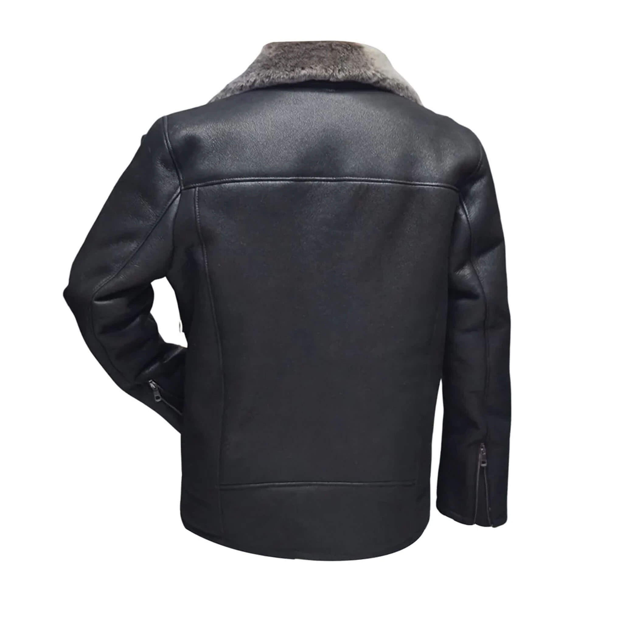 Drake Black Shearling Car Coat – Luxury Winter Leather Overcoat
