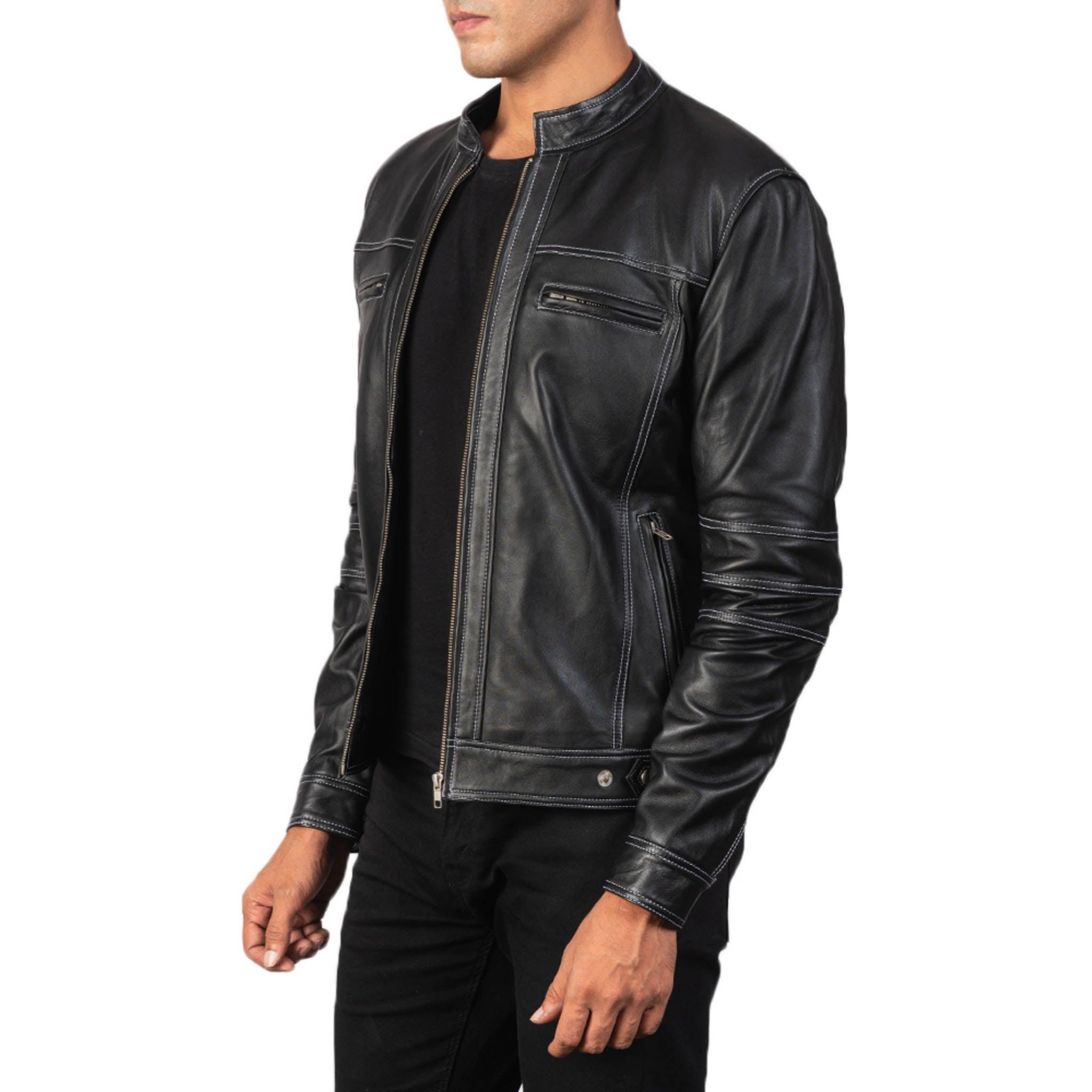 Youth Black Leather Biker Jacket – Customizable with Patches & Tailored Fit