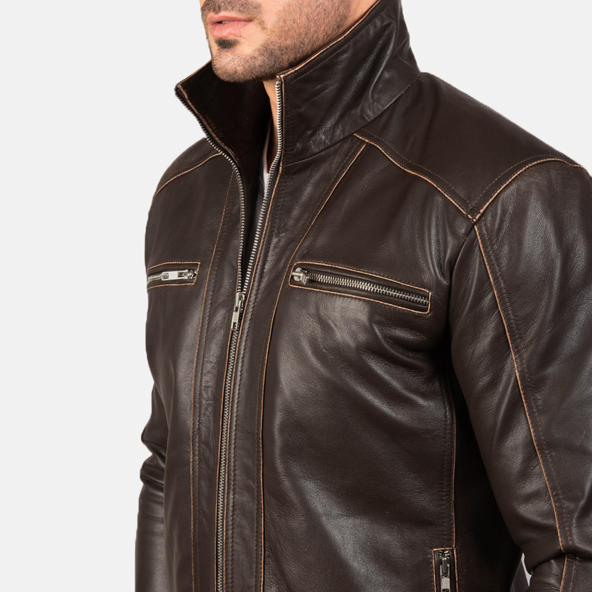 Grayson Leather Jacket – Premium Brown Leather Sleek Biker Style