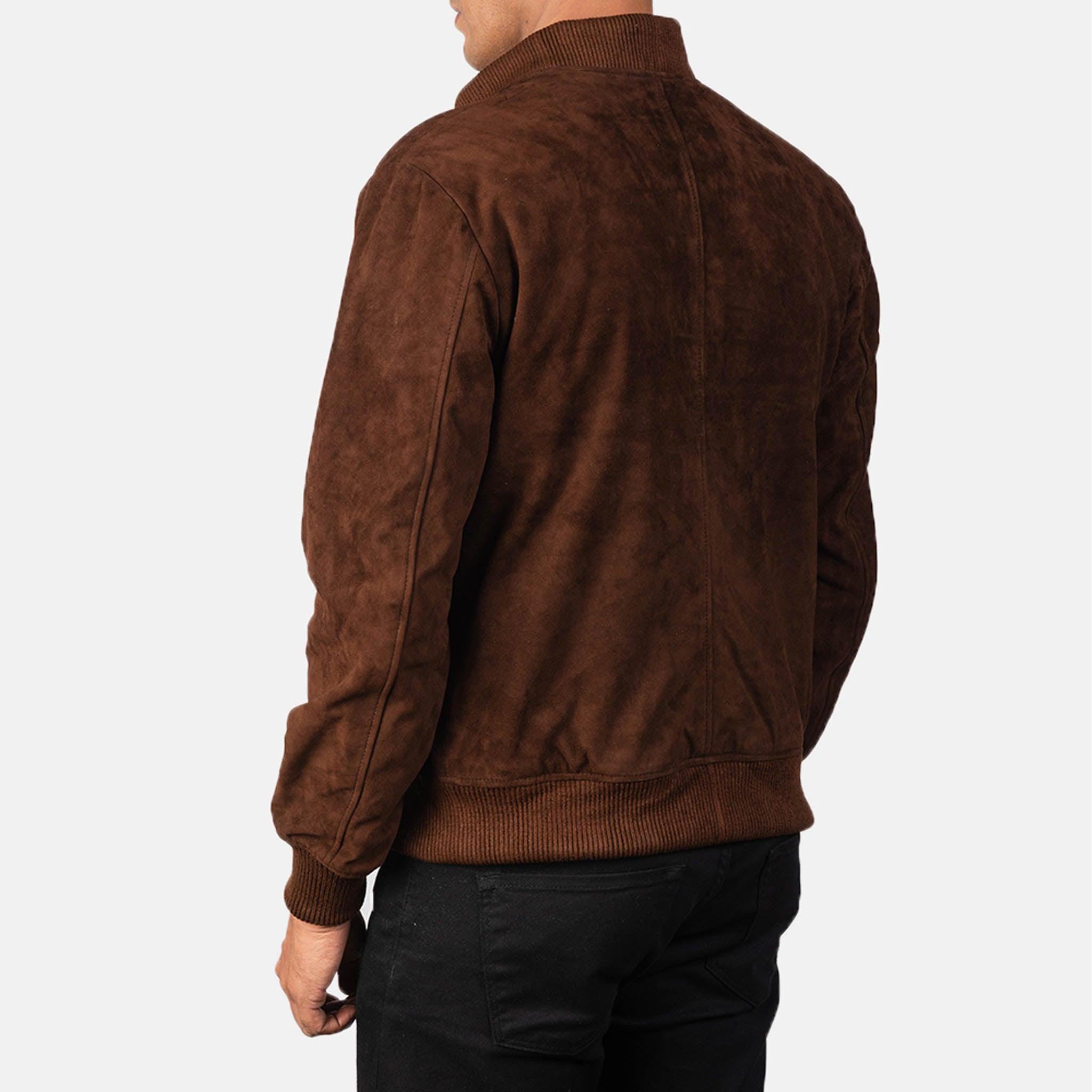 Men's Rayne Brown Suede Leather Bomber Jacket – Sleek Design for Everyday Wear