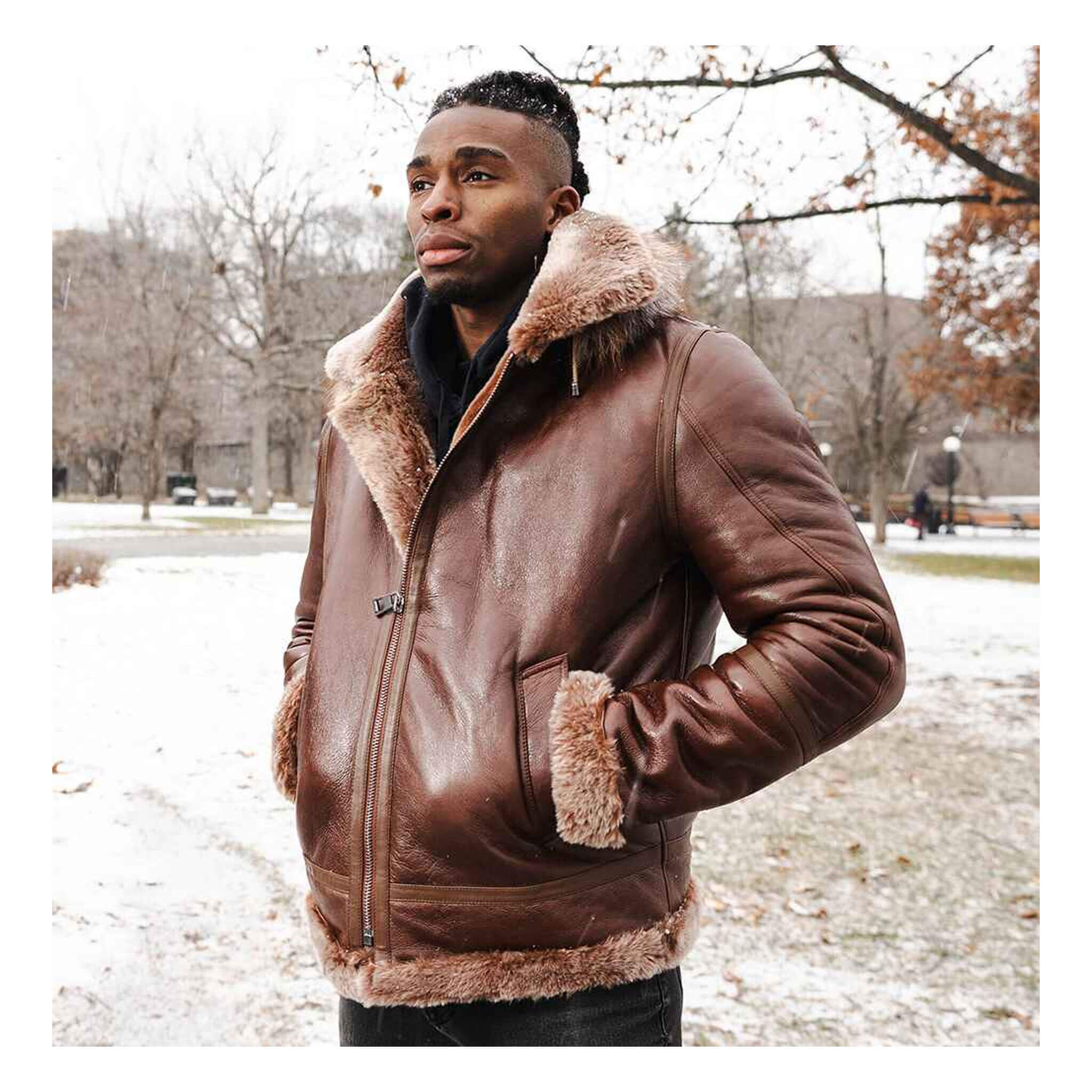 Felix Brown Hooded Leather Bomber Jacket – Premium Zip-Up Classic Style