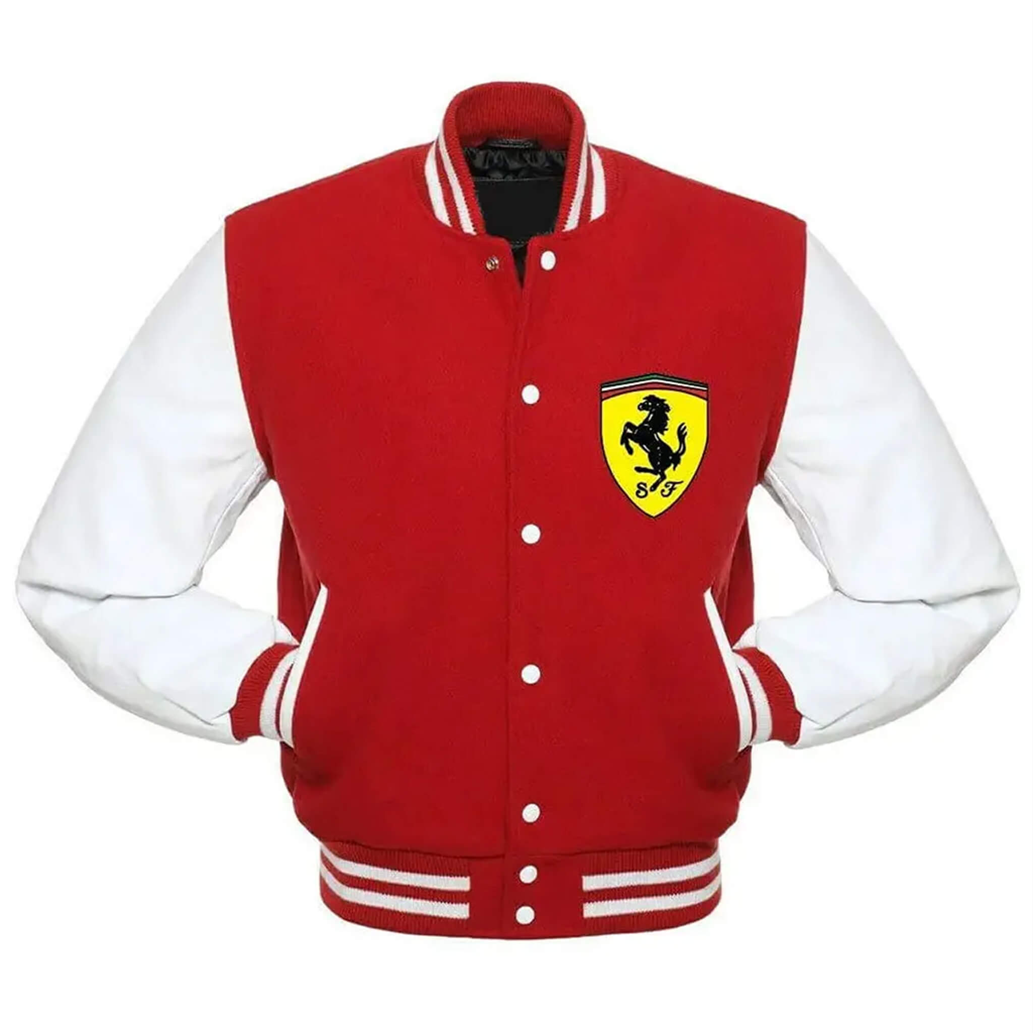 Ferrari Red & White Varsity Jacket – Racing Fan Gear