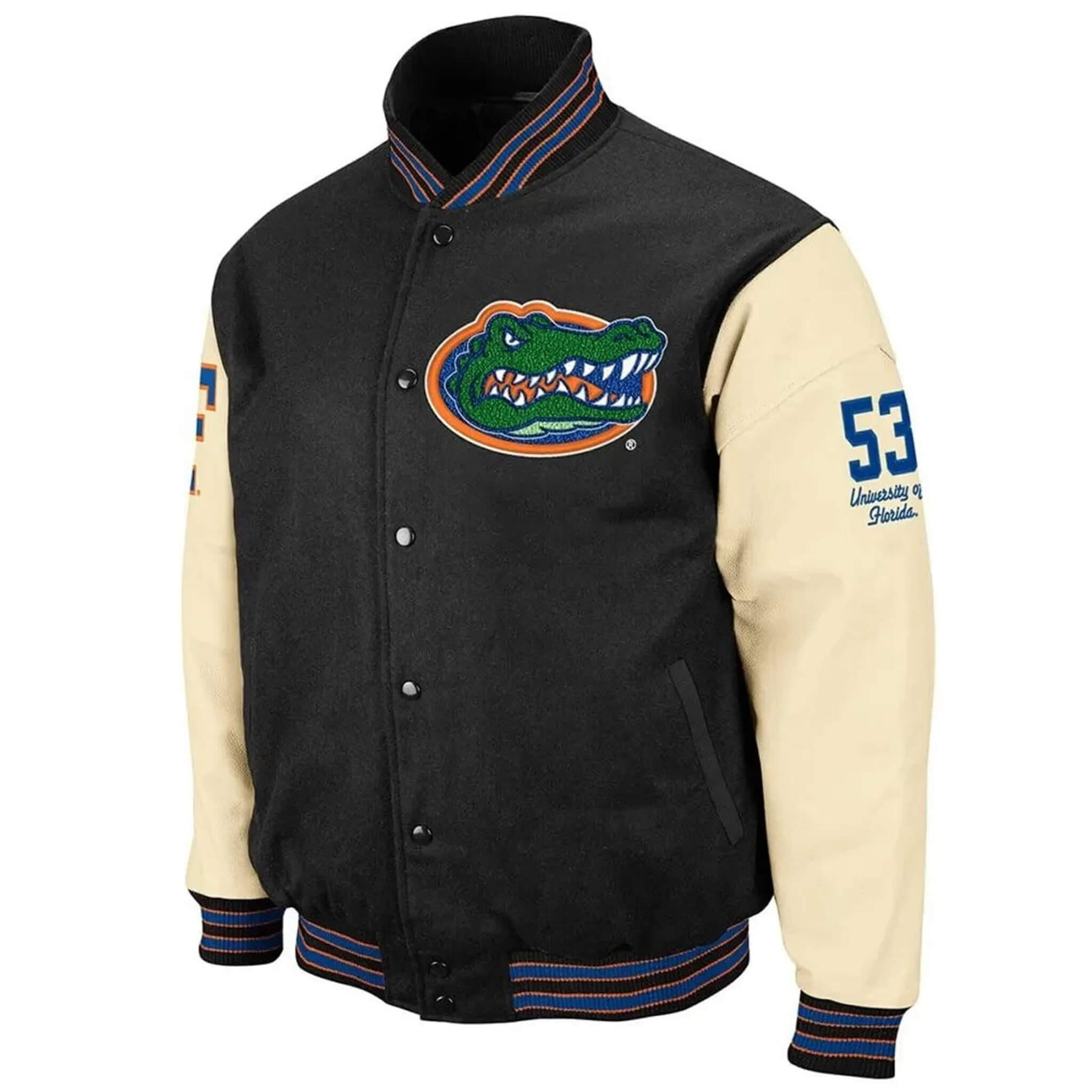 Florida Gators Black & Cream Letterman Varsity Jacket