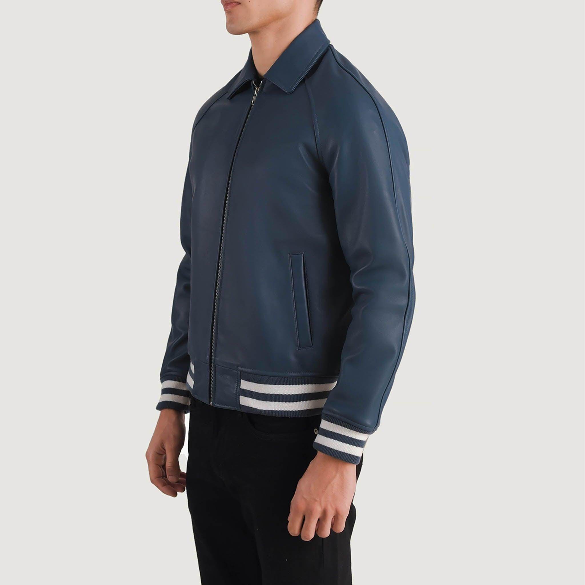 Abelard Blue Leather Varsity Jacket – Timeless Classic Style
