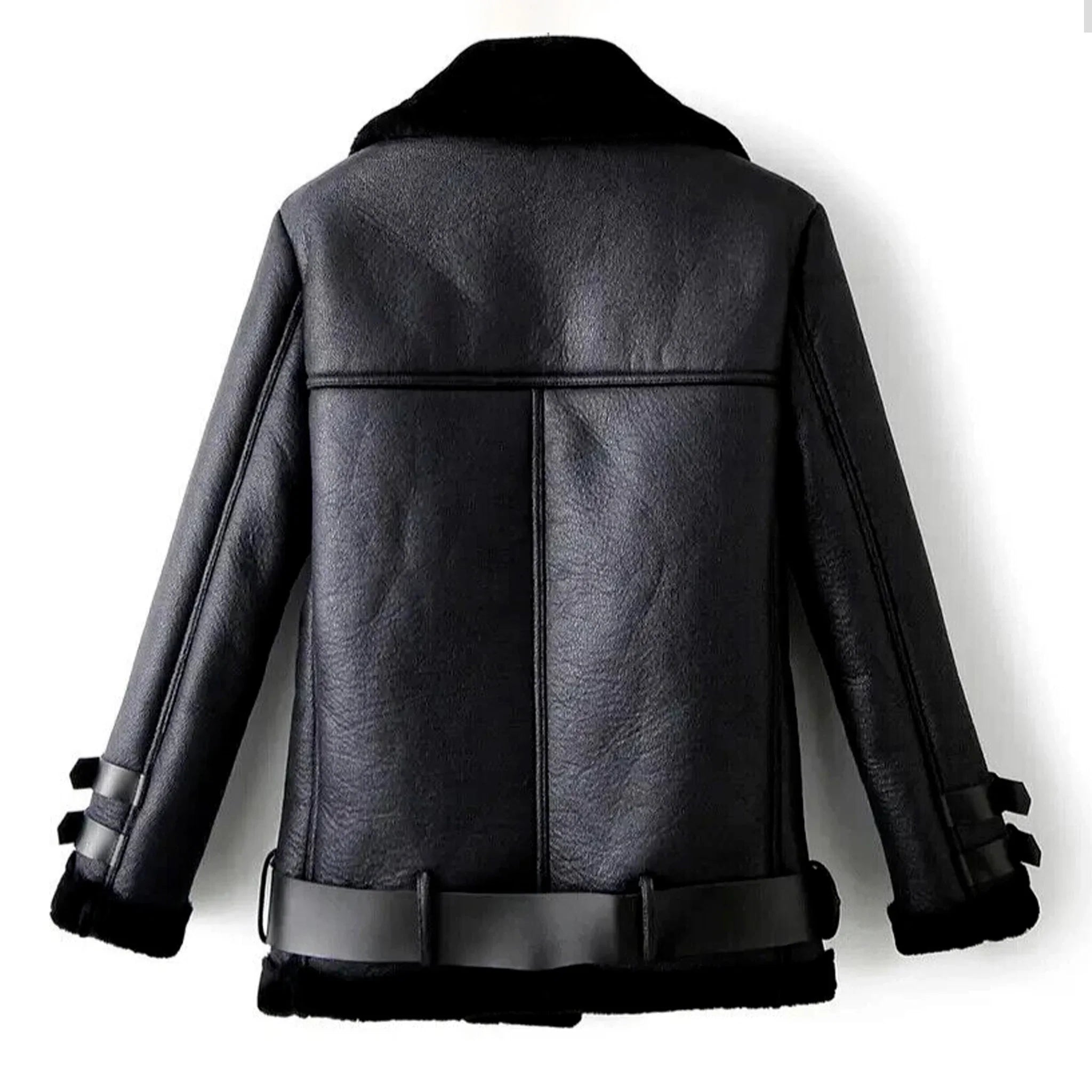 Heritage RAF B3 Bomber Aviator Flying Black Leather Shearling Jacket - leathergang.com