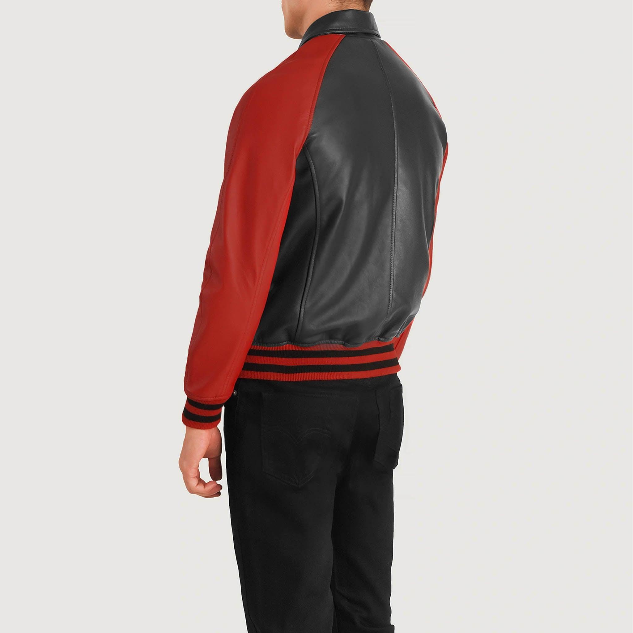 Abelard Red & Black Leather Varsity Jacket – Timeless Classic Style