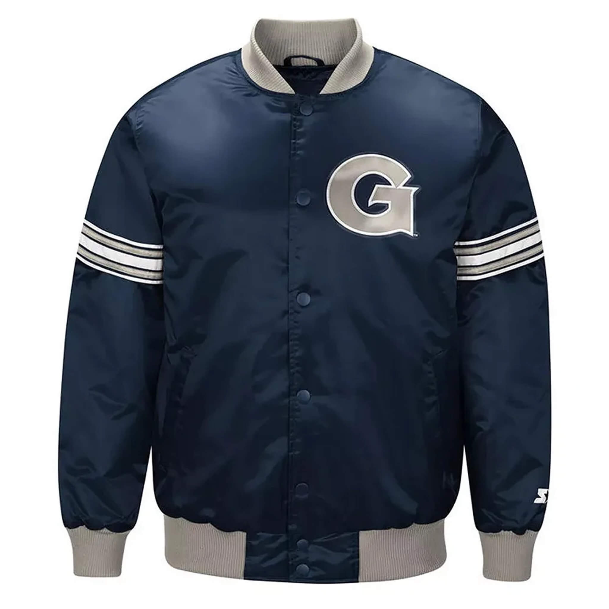 Georgetown Hoyas Navy Satin Varsity Letterman Jacket