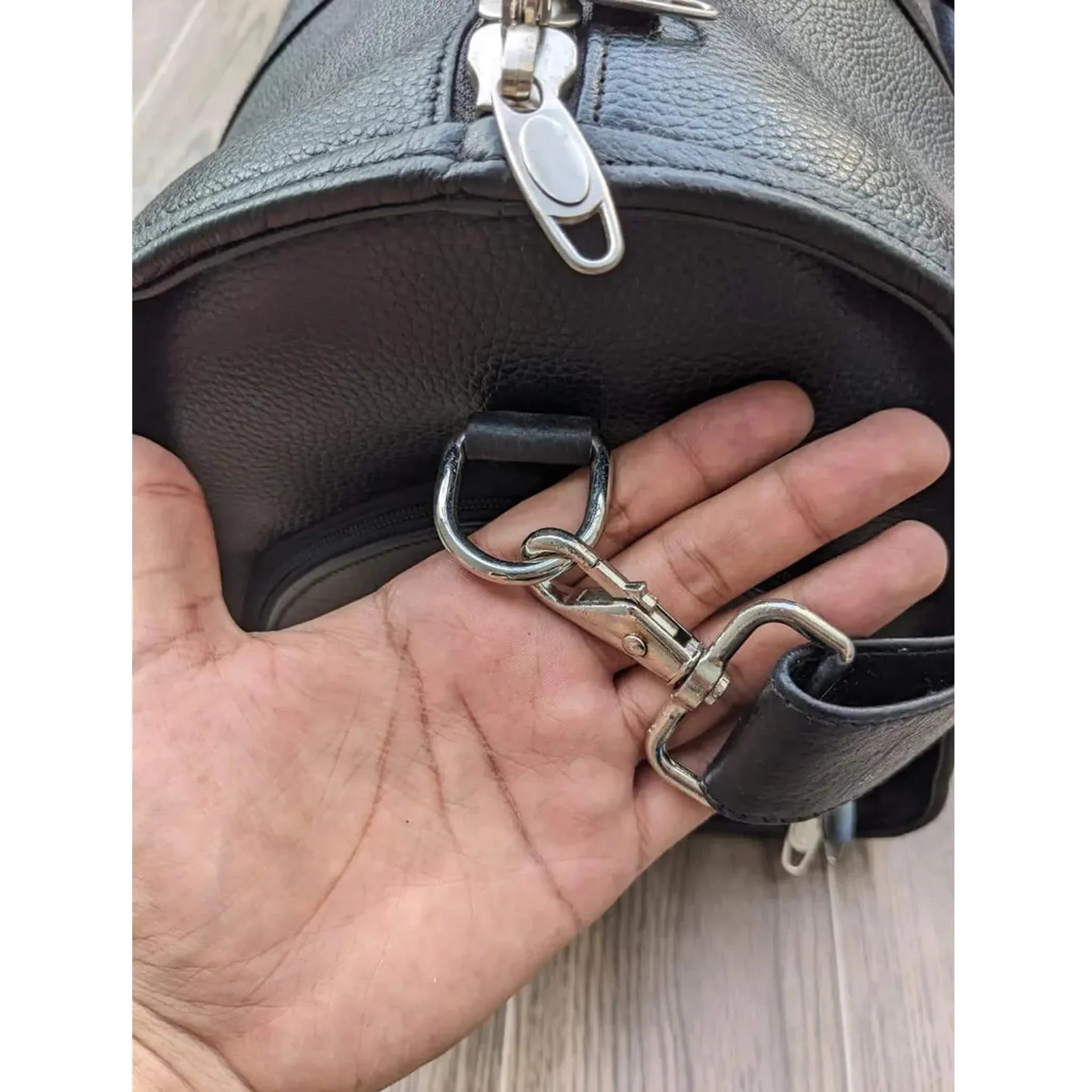 Black Luxury Real Leather Duffle Bag for Travel & Gym