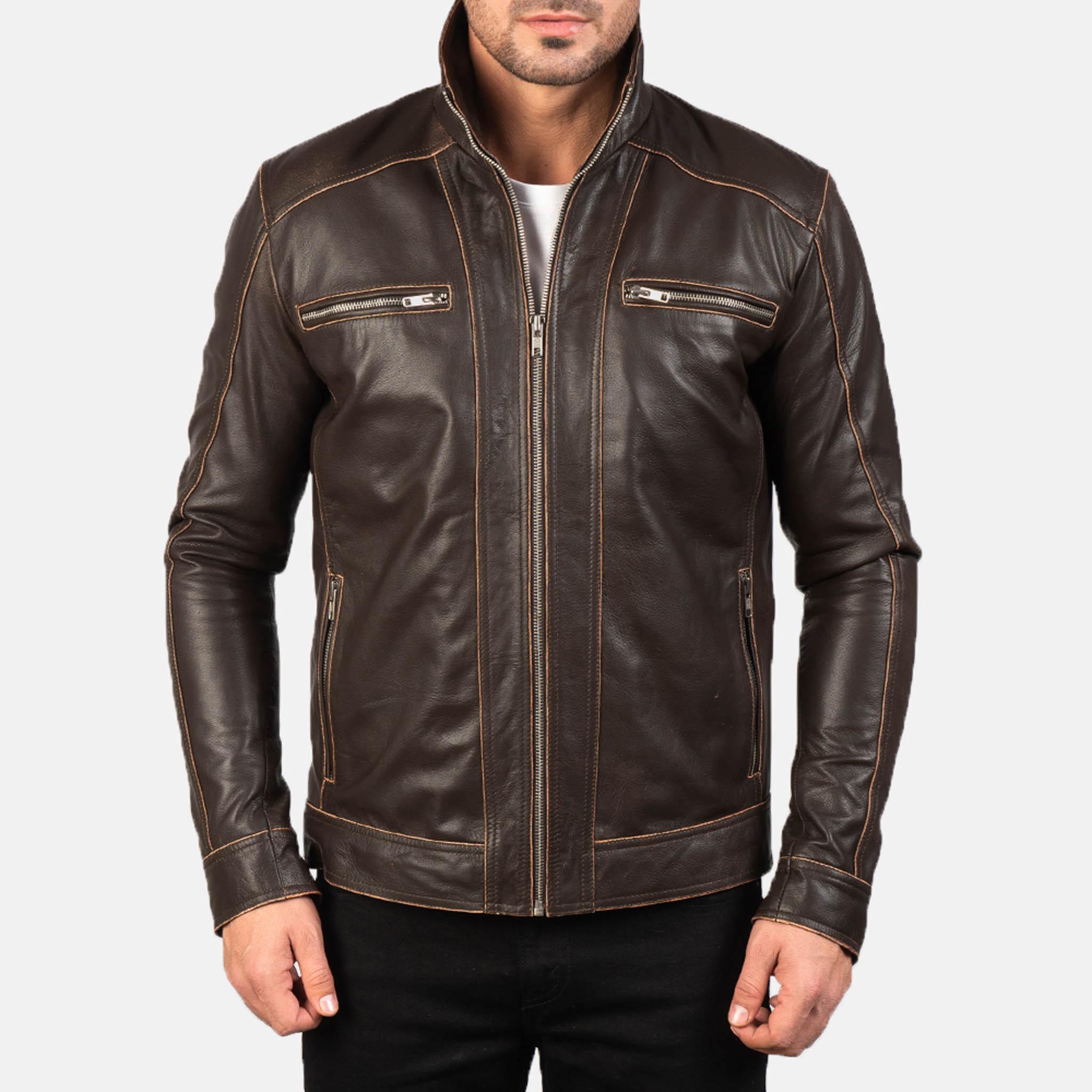 Grayson Leather Jacket – Premium Brown Leather Sleek Biker Style