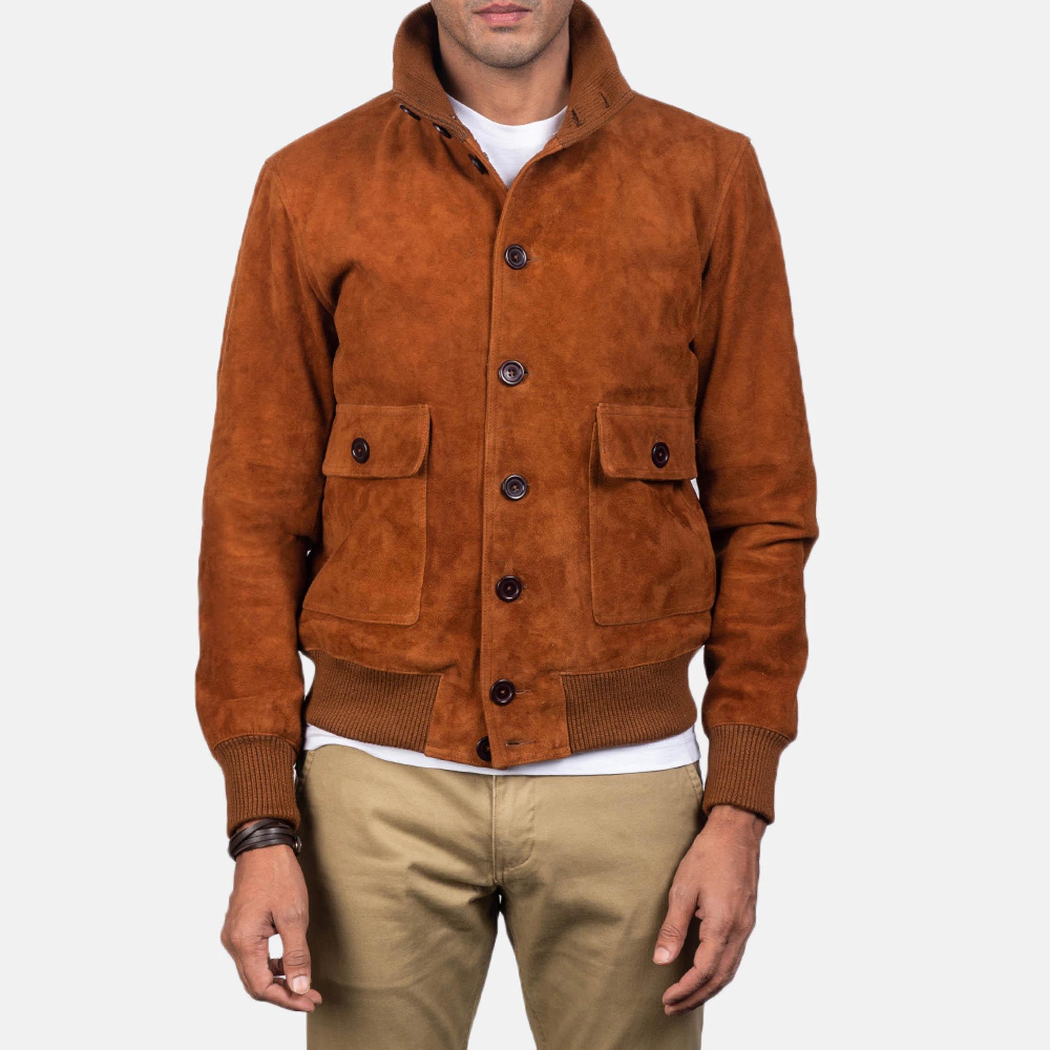 Easton Brown Suede Bomber Jacket – Timeless Men's Fashion - leathergang.com