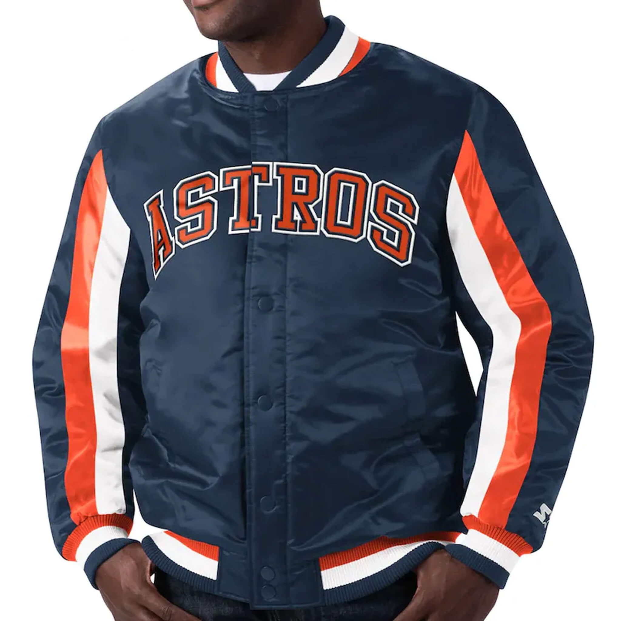 Starter Houston Astros Navy Blue Satin Jacket MLB Team Apparel