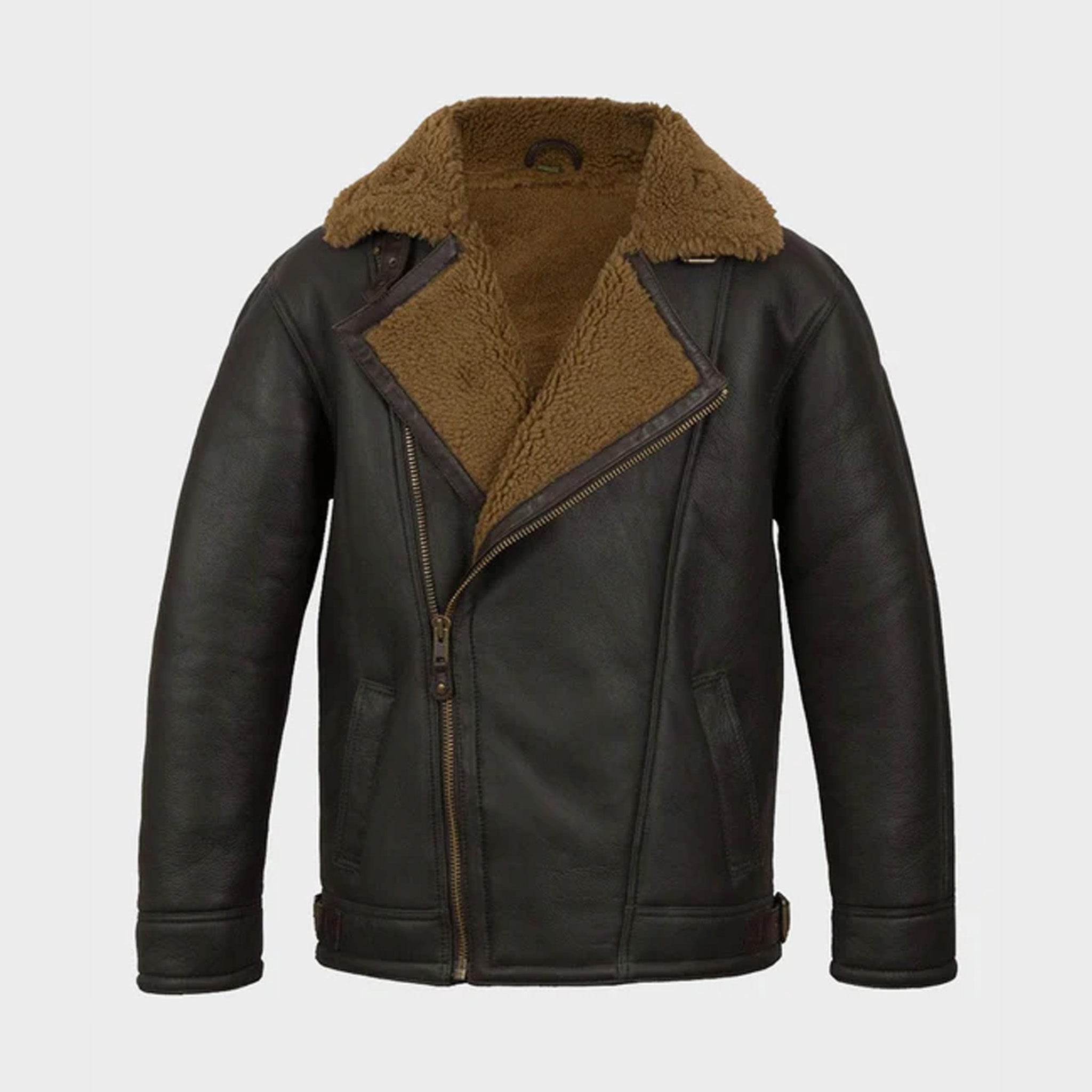 Johnston Black Sheepskin Shearling Leather Jacket - Premium Warmth & Timeless Style