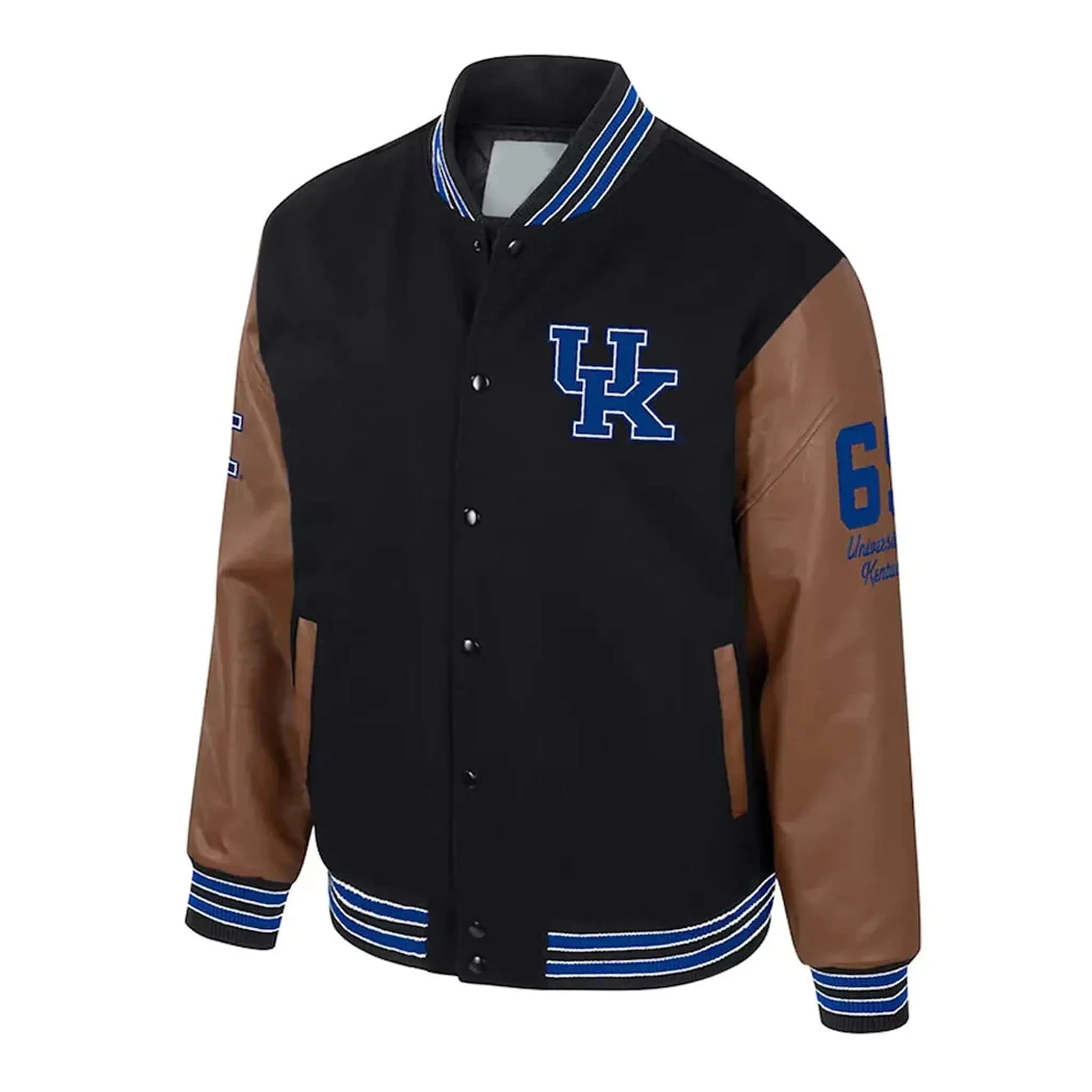 Kentucky Wildcats Varsity Jacket Black Brown NCAA Style - leathergang.com