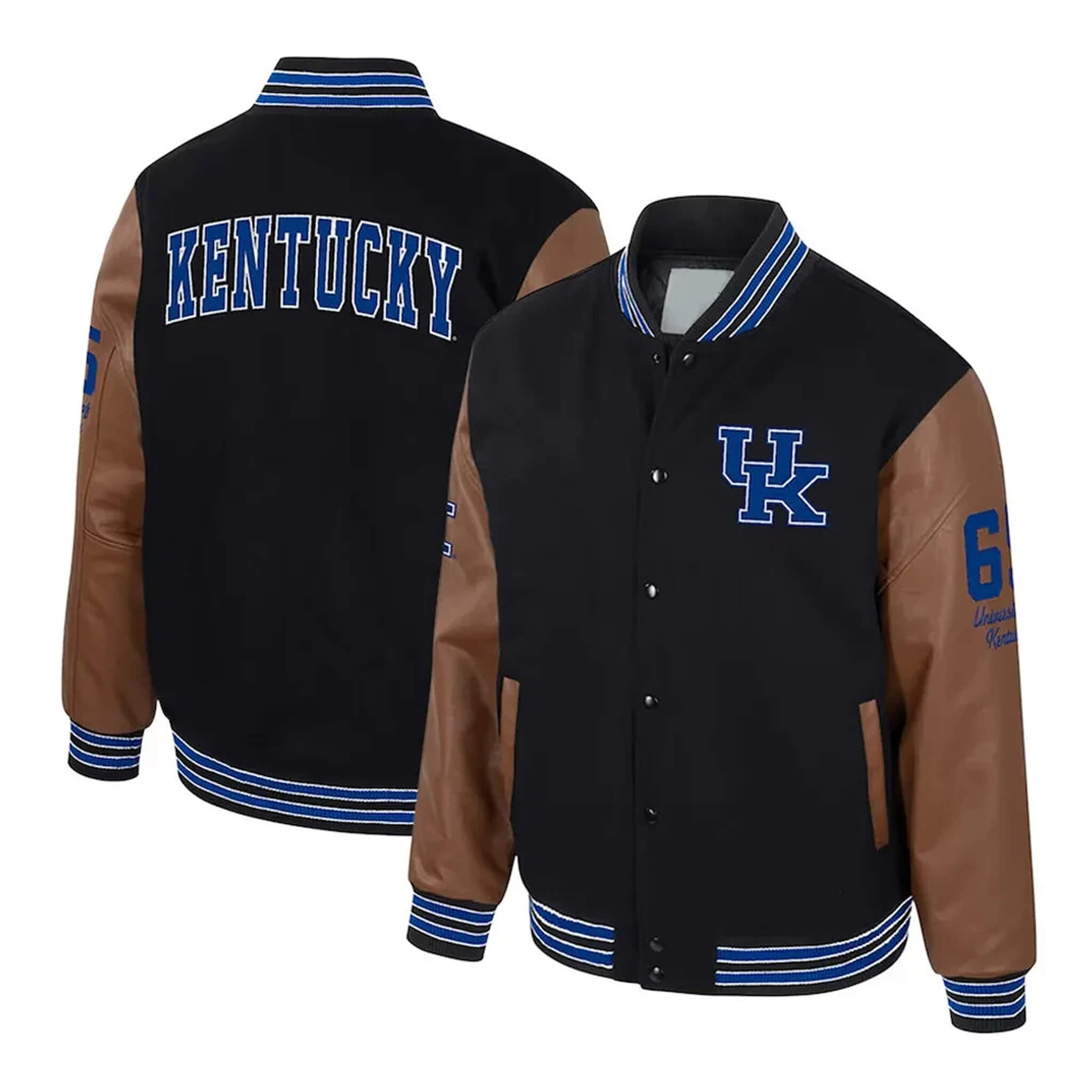 Kentucky Wildcats Varsity Jacket Black Brown NCAA Style