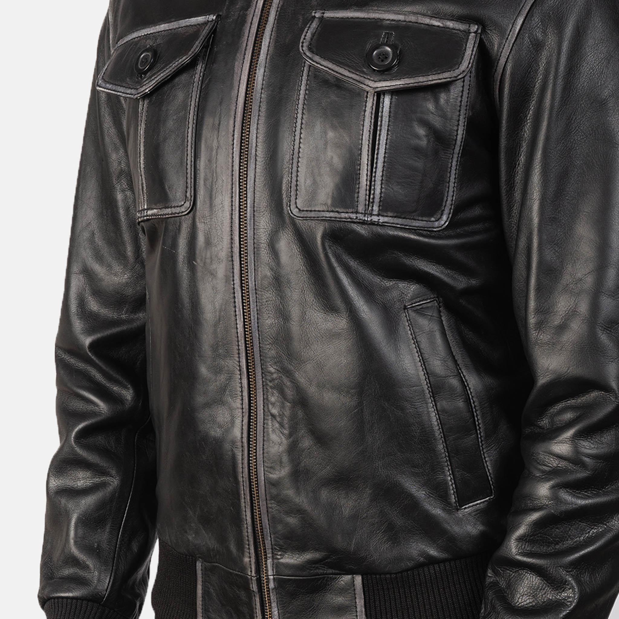 Ronny Black Leather Bomber Jacket – Men's Premium Comfort & Durability