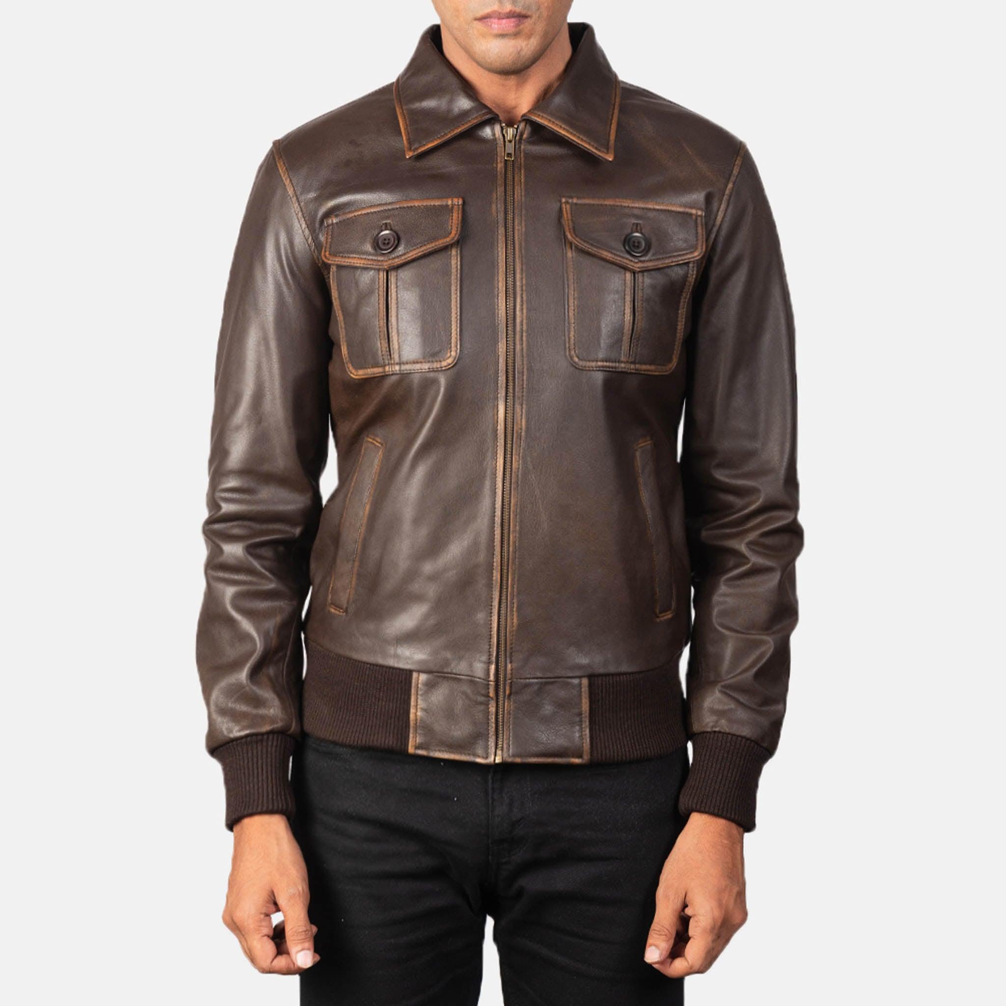 Ronny Brown Leather Bomber Jacket – Premium Comfort & Durability