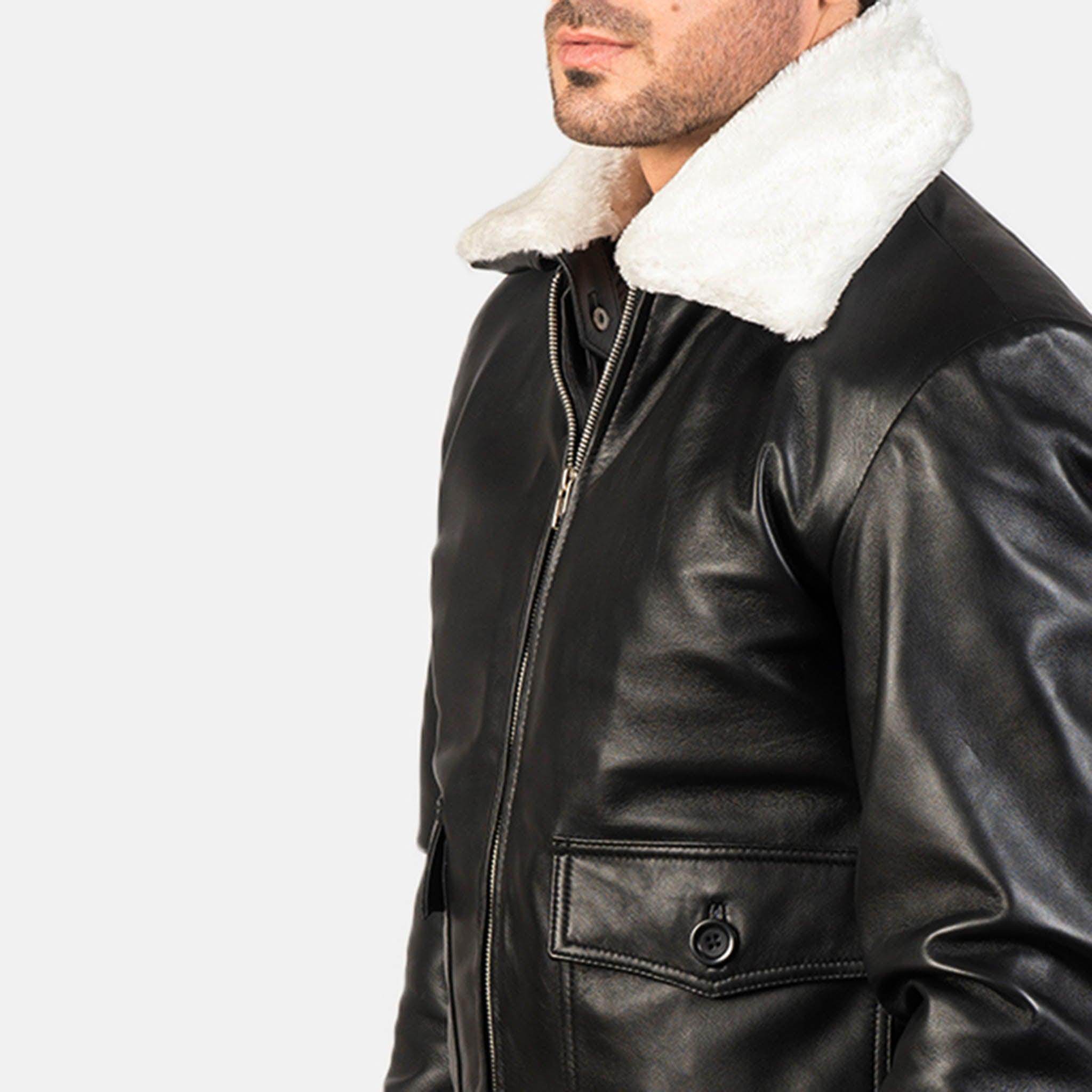 Aarin G-1 Leather Aviator Jacket – Classic Shearling Fur Collar Bomber