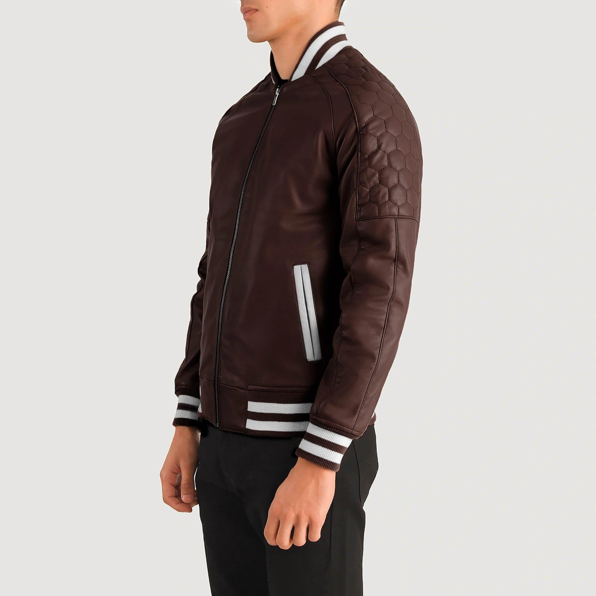 Felix Varsity Jacket in Genuine Maroon Leather – Perfect for Custom Embroidery