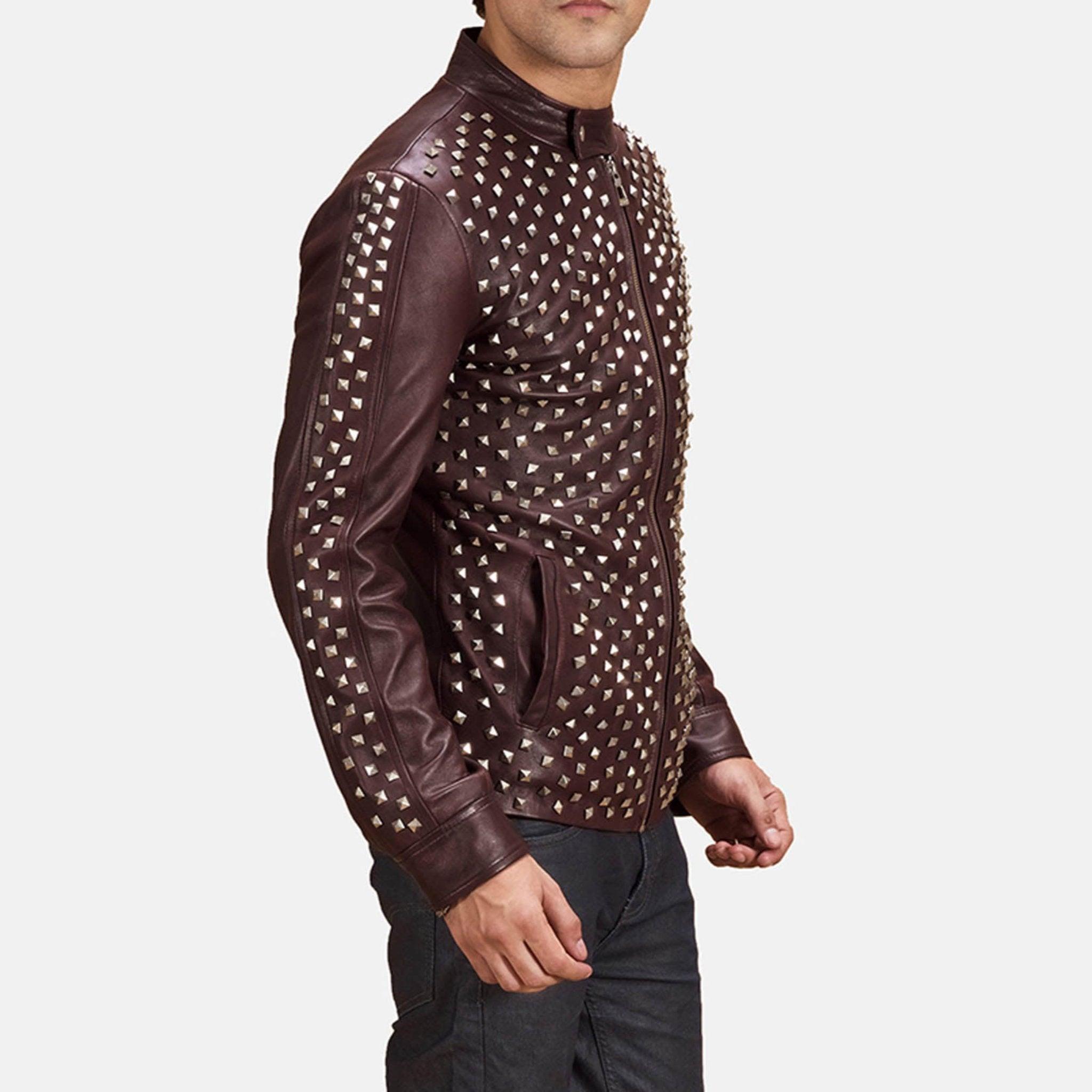 Nominal Maroon Leather Jacket – Tailored Fit, Sleek Biker Style