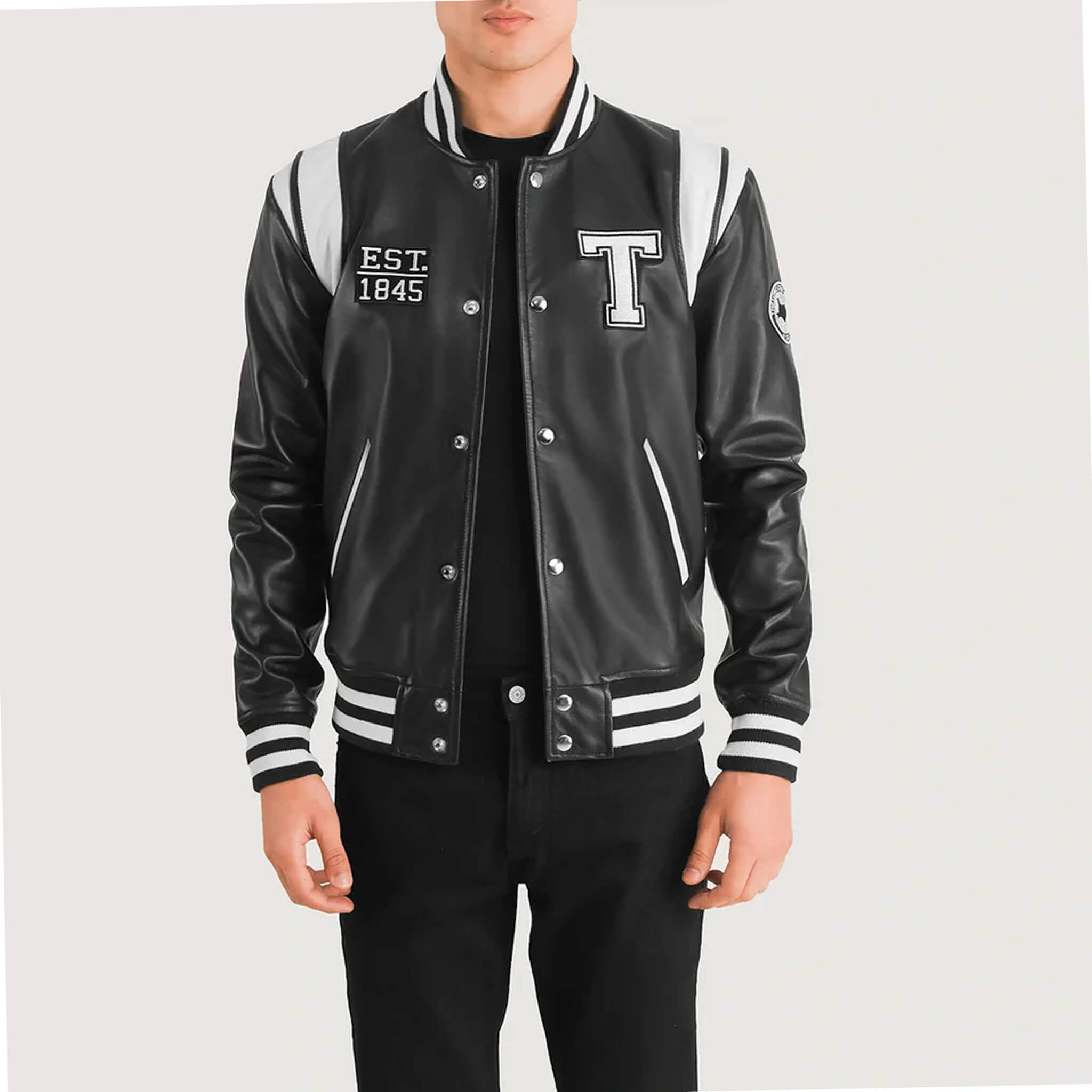 Liberte Texas Black Leather Varsity Jacket – Classic Street Style