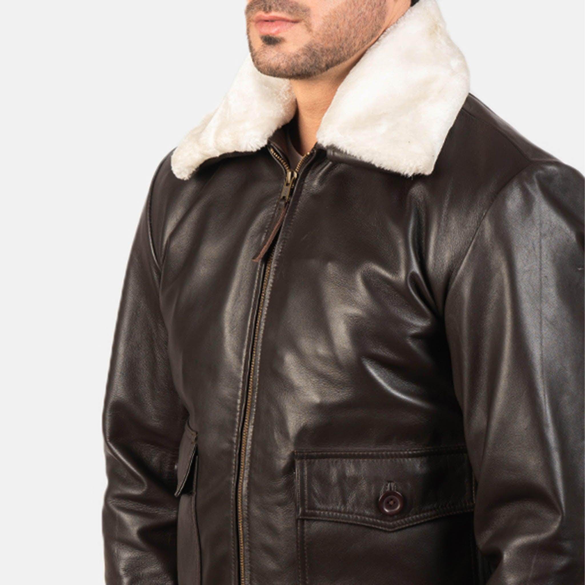 Aarin G-1 Brown Leather Bomber Jacket – Premium Military-Inspired Outerwear