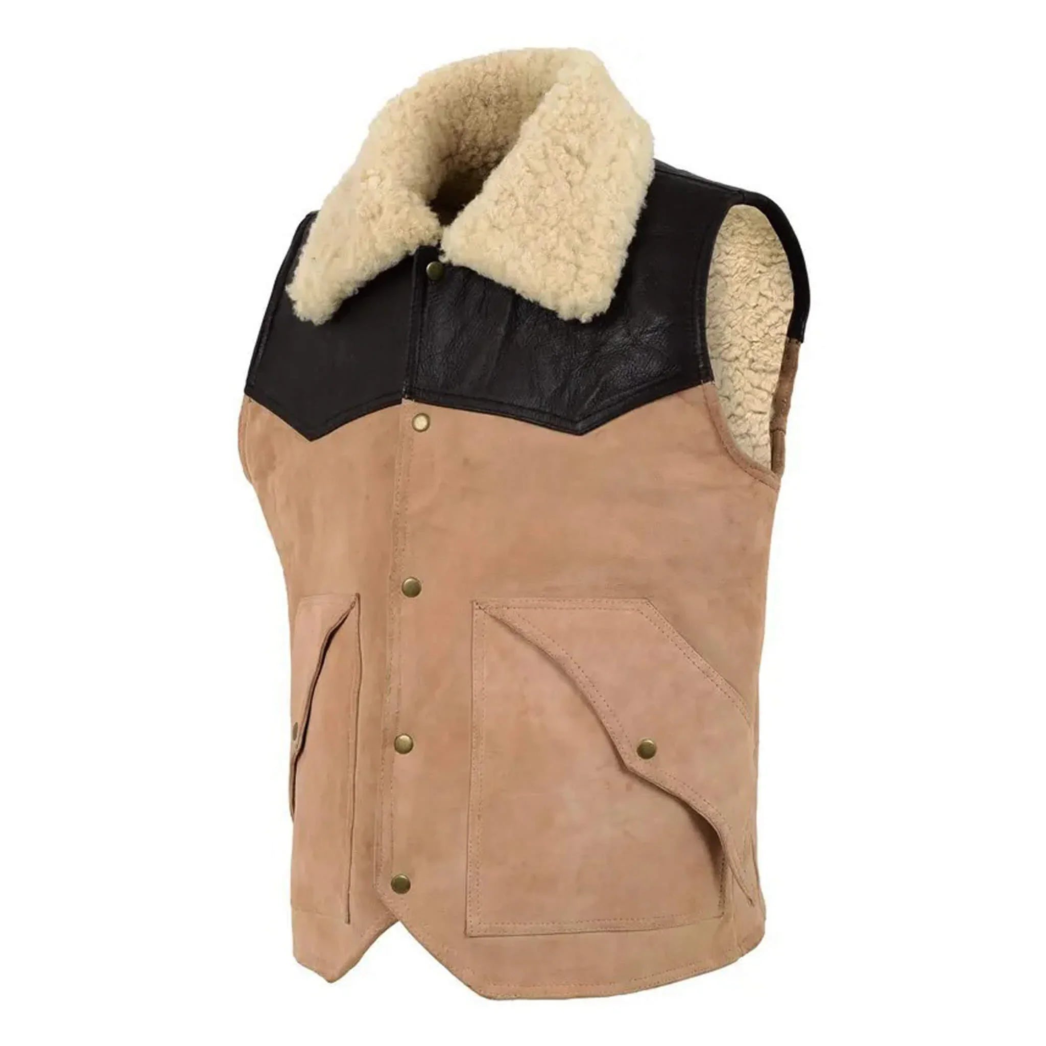 Men's Sheepskin Leather Vest – Real Shearling Gilet - leathergang.com