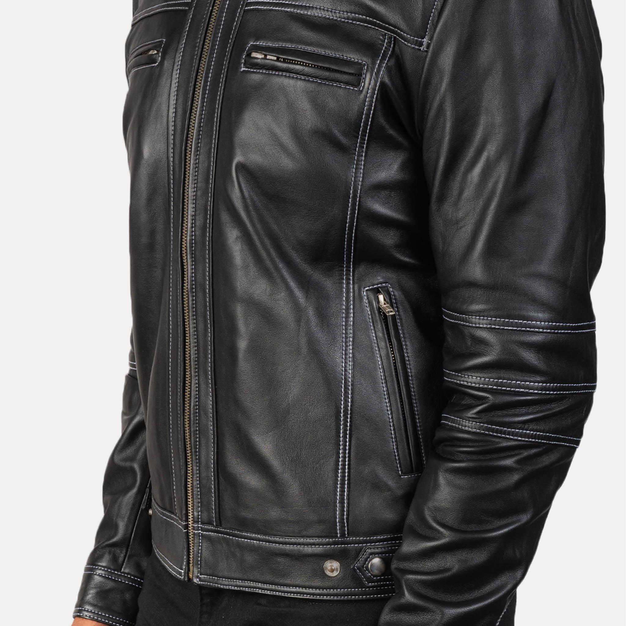 Youth Black Leather Biker Jacket – Customizable with Patches & Tailored Fit