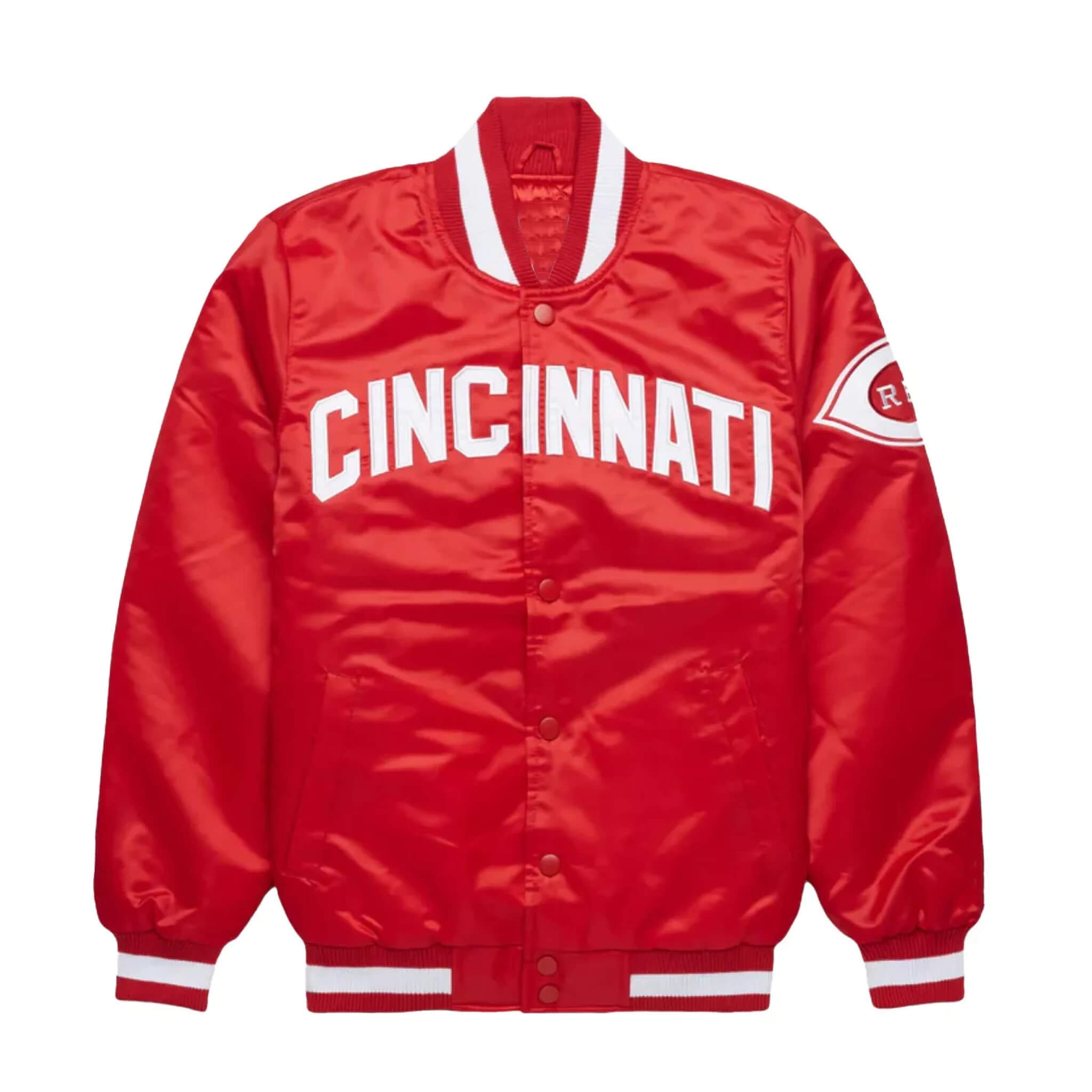 Men's Cincinnati Reds Vintage 90s Red Satin Bomber Varsity Jacket