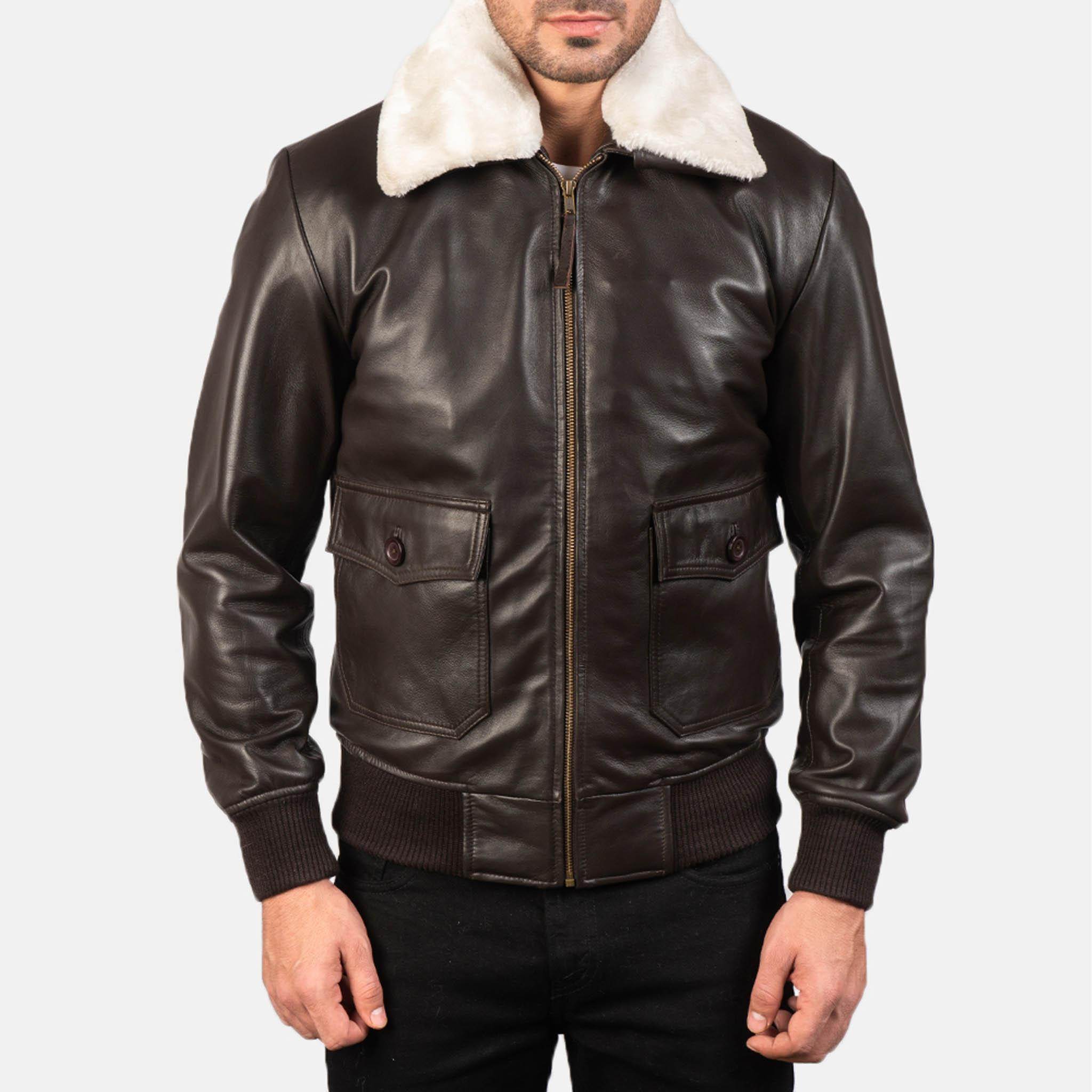Aarin G-1 Brown Leather Bomber Jacket – Premium Military-Inspired Outerwear