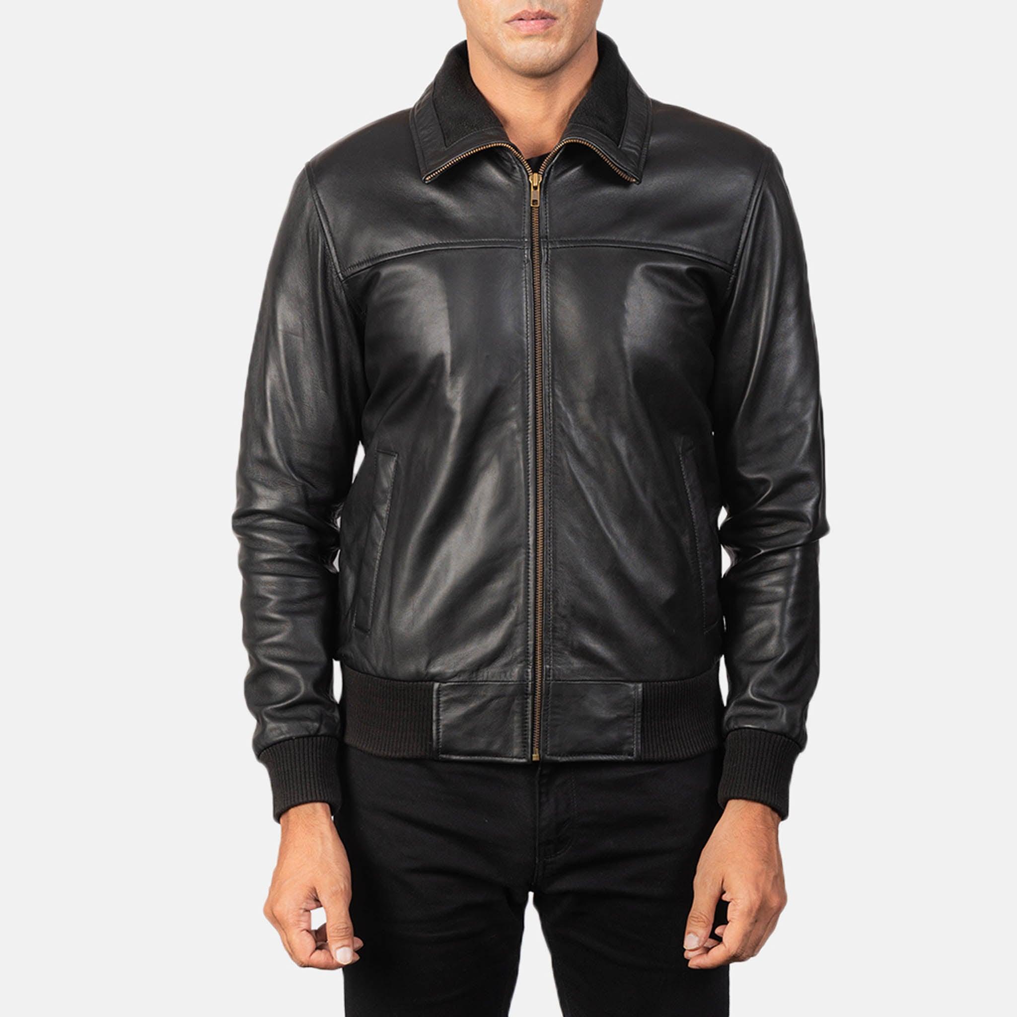 Air Rolv Bomber Jacket – Premium Black Leather, Effortless Style