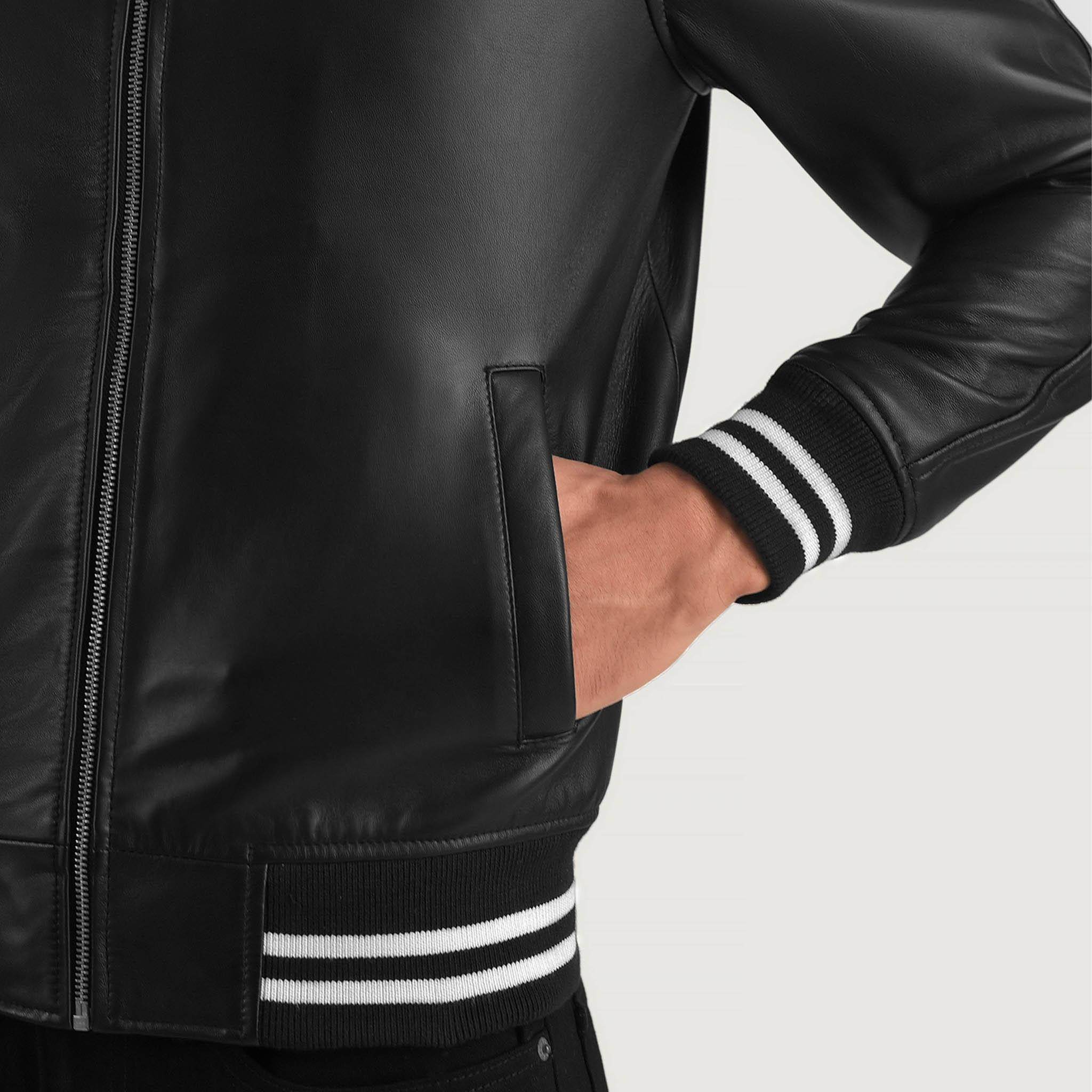 Abelard Black Leather Varsity Jacket – Timeless Classic Style