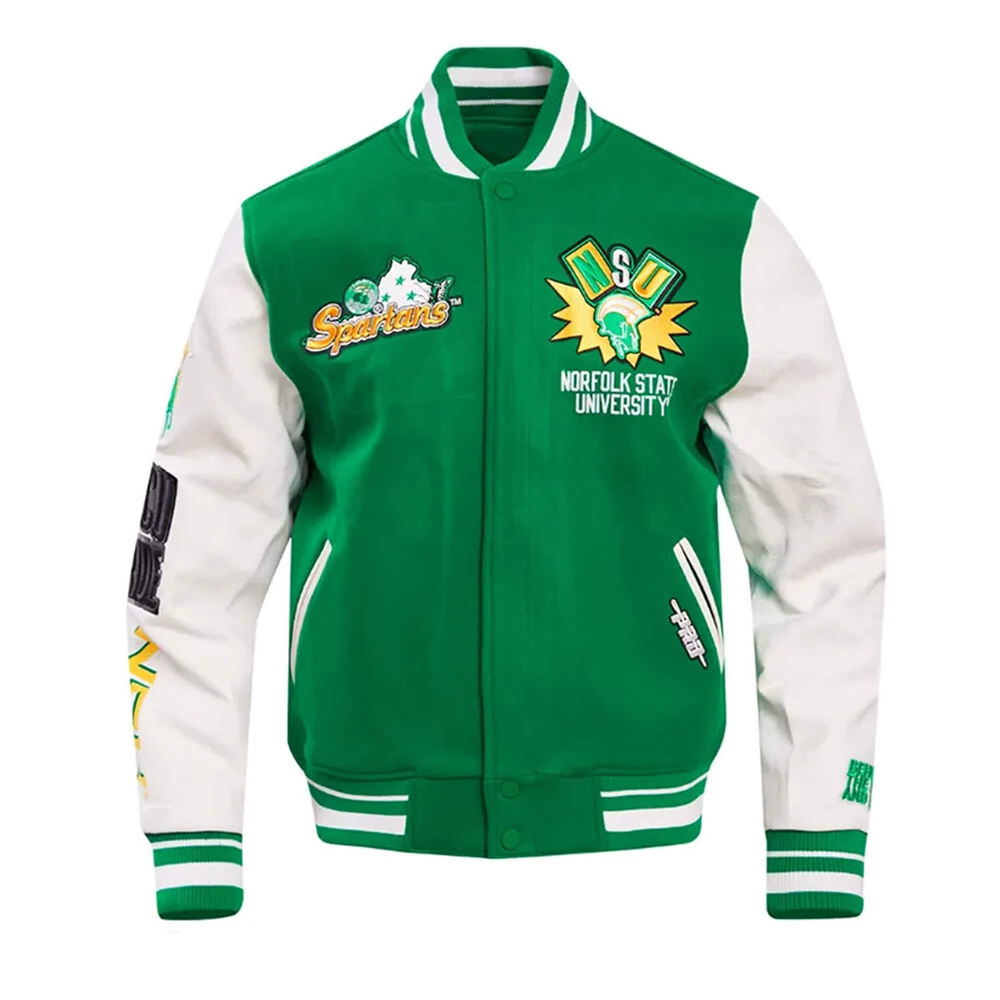 Letterman Norfolk State University Green and White Varsity Jacket