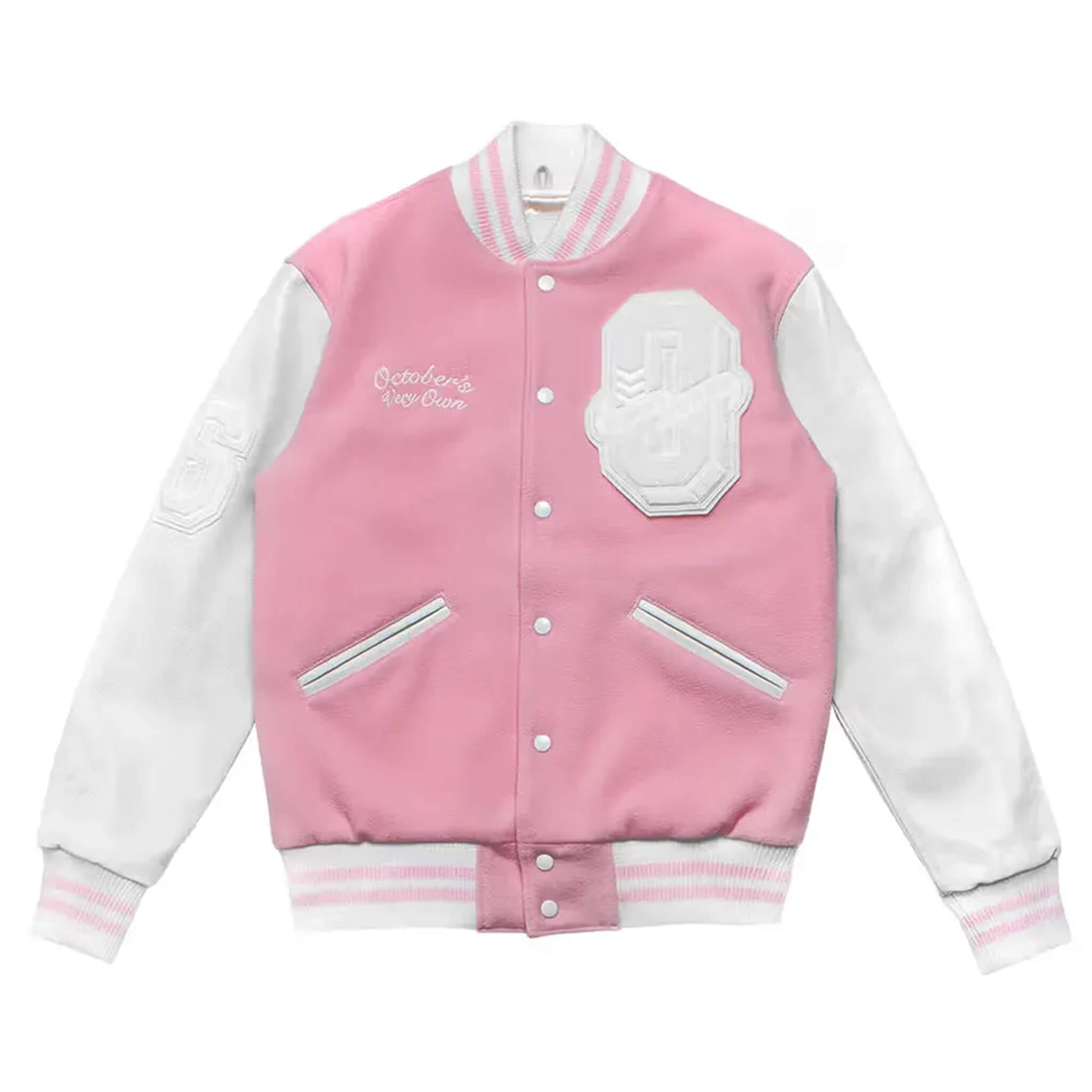 OVO Valentine Day Varsity Jacket–Pink & White Letterman Style
