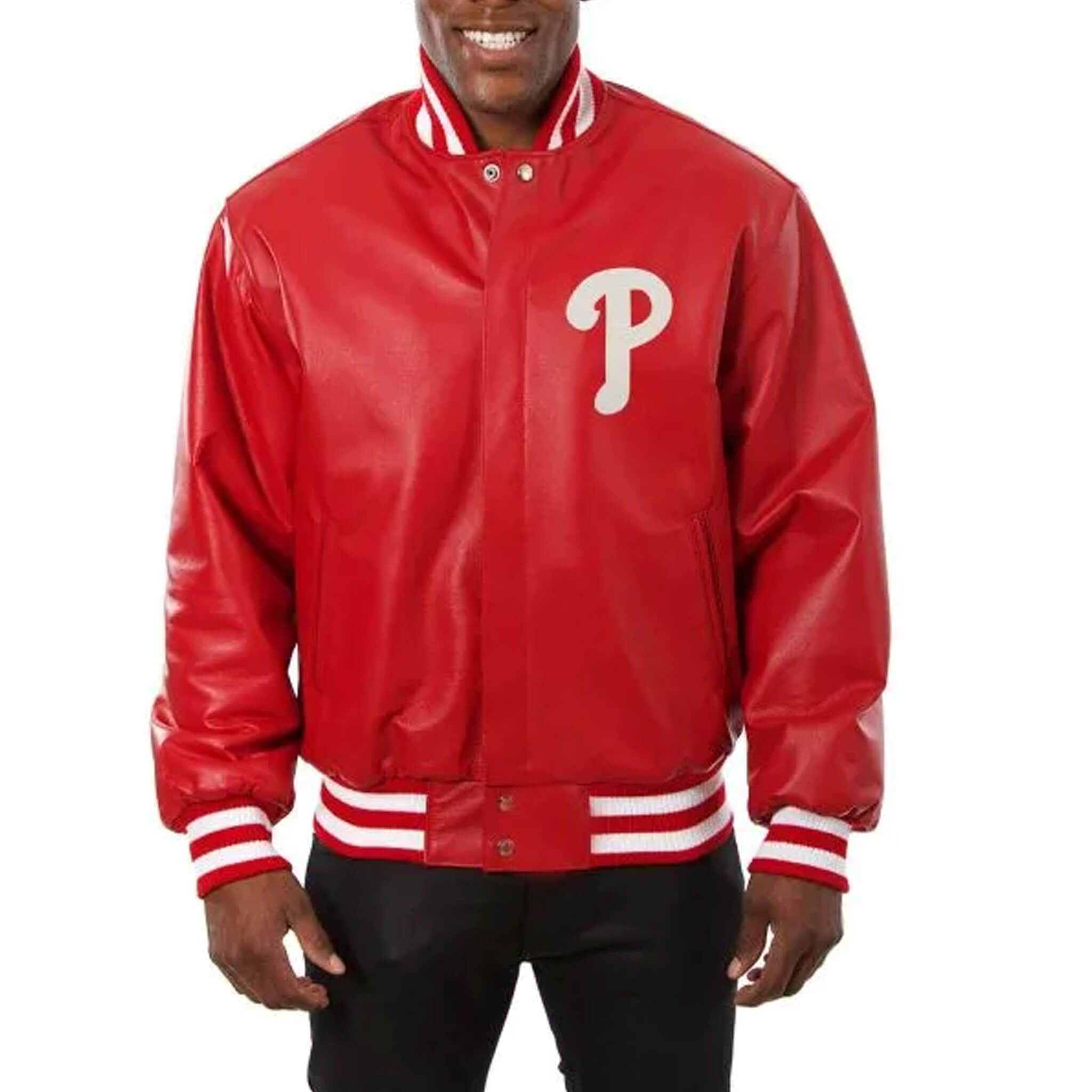 Philadelphia Phillies Red Leather Varsity Jacket