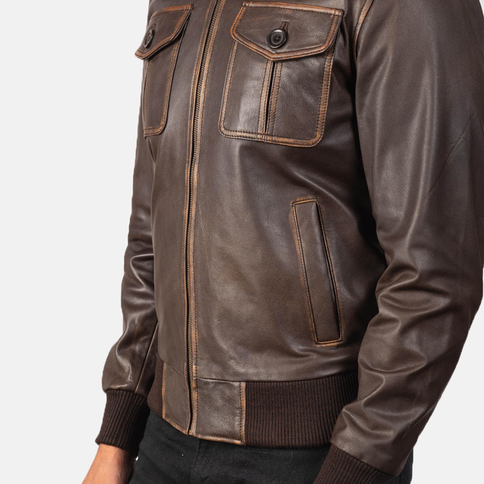 Ronny Brown Leather Bomber Jacket – Premium Comfort & Durability