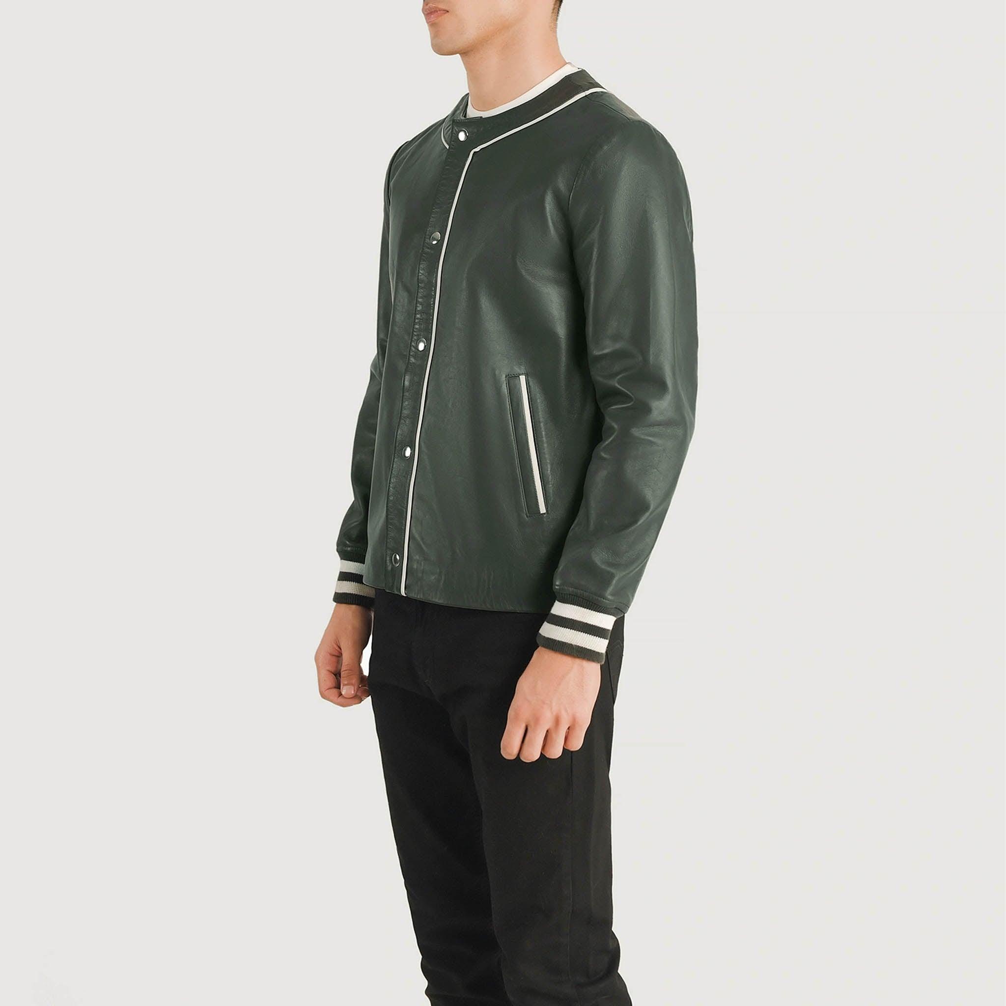 Wesley Green Leather Varsity Jacket – Premium Customizable Edition - leathergang.com
