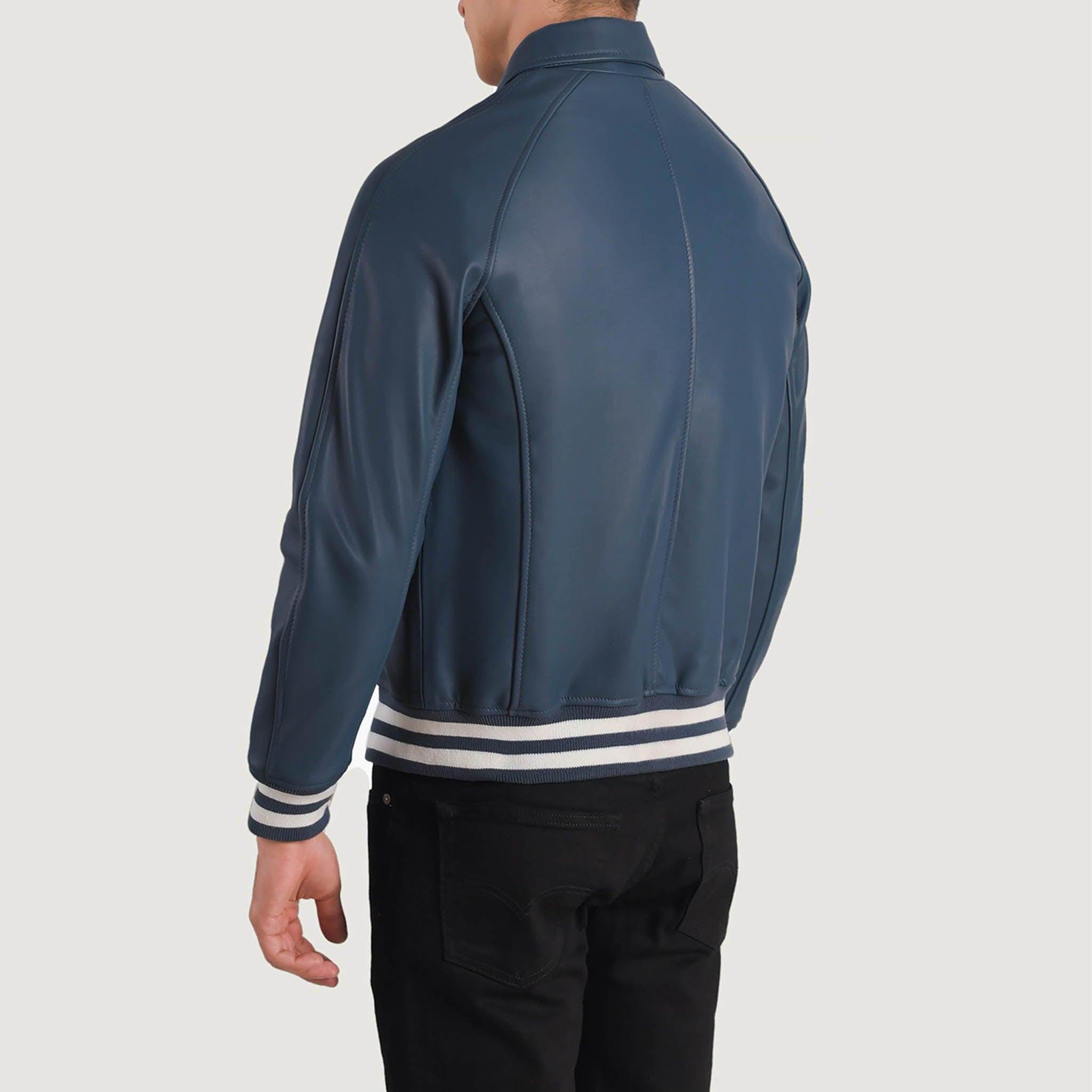 Abelard Blue Leather Varsity Jacket – Timeless Classic Style