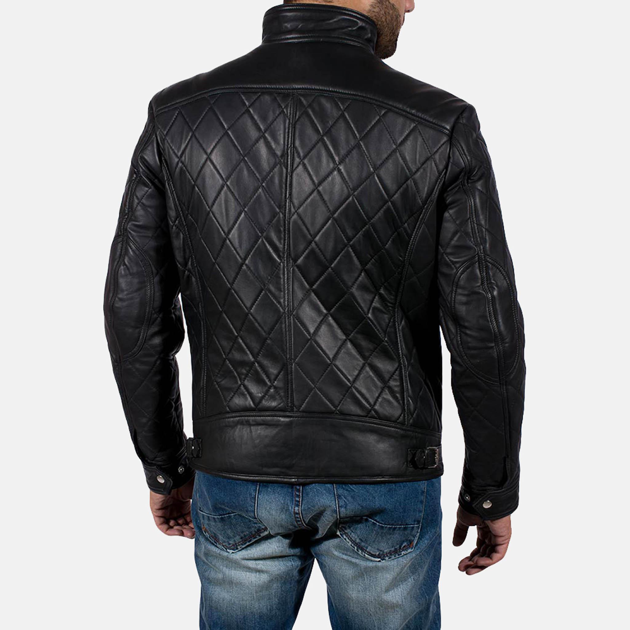 Satsis Men's Black Leather Biker Jacket - Premium Quality & Custom Embroidery Patches