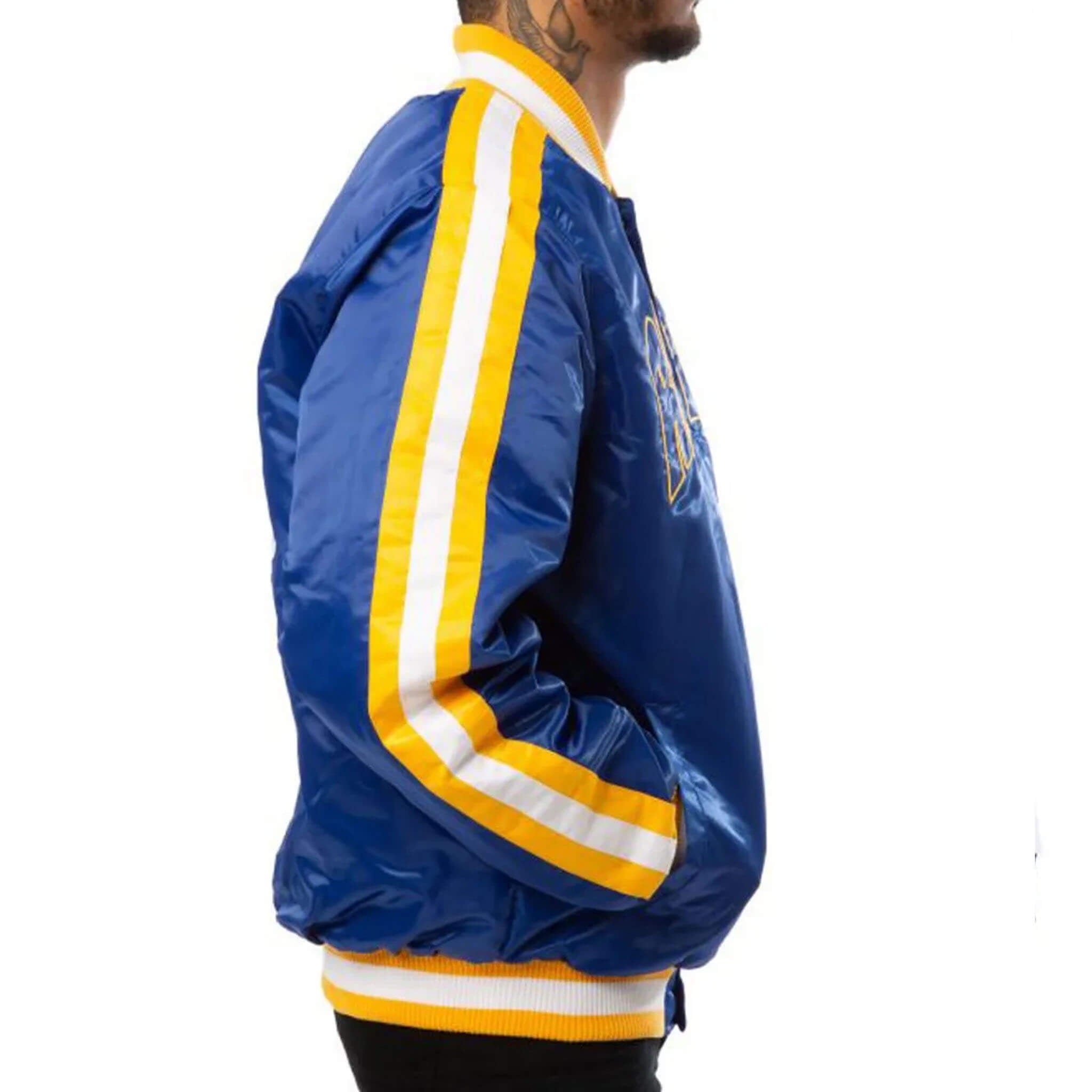 Rams LA Satin Varsity Jacket – Blue NFL Football Style