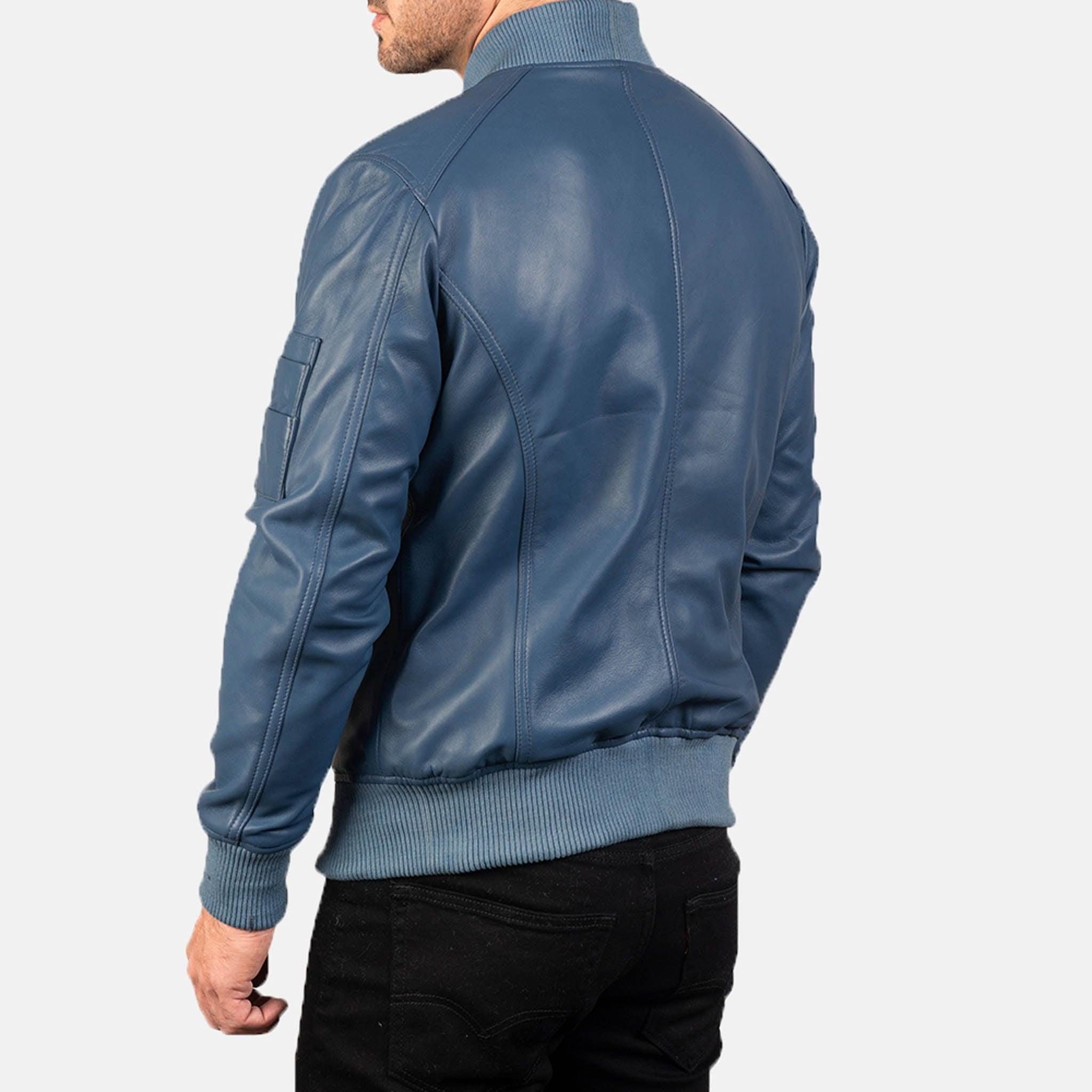 Allora MA-1 Bomber Jacket in Blue Leather – Premium Effortless Style
