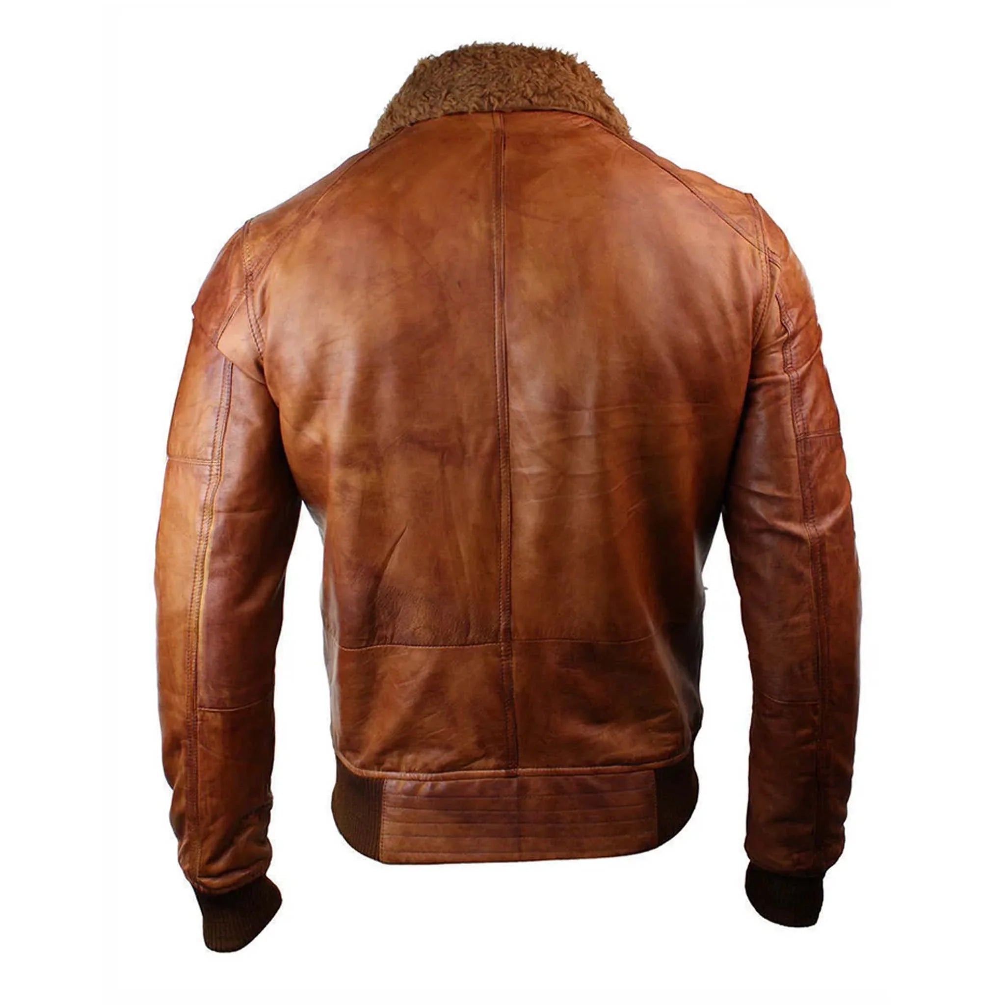 Cryvex Men’s Rust Brown B3 Bomber Jacket - Shearling Fur Aviator Leather Coat - leathergang.com