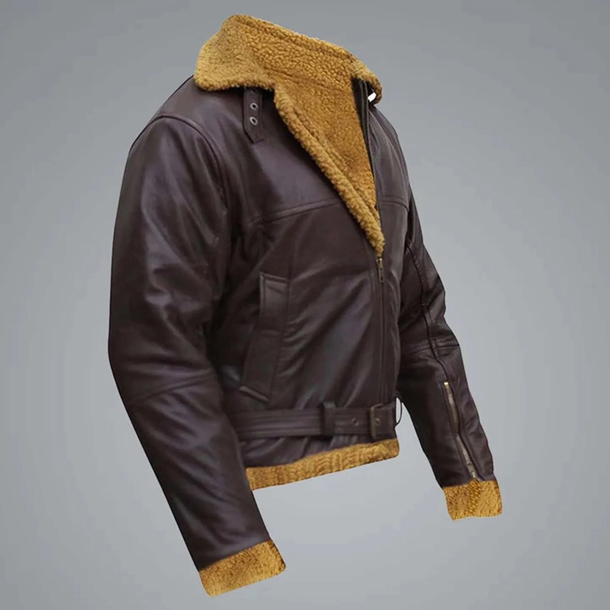 Vantix Sheepskin Bomber Jacket - B3 RAF Winter Aviator Airforce Shearling Coat